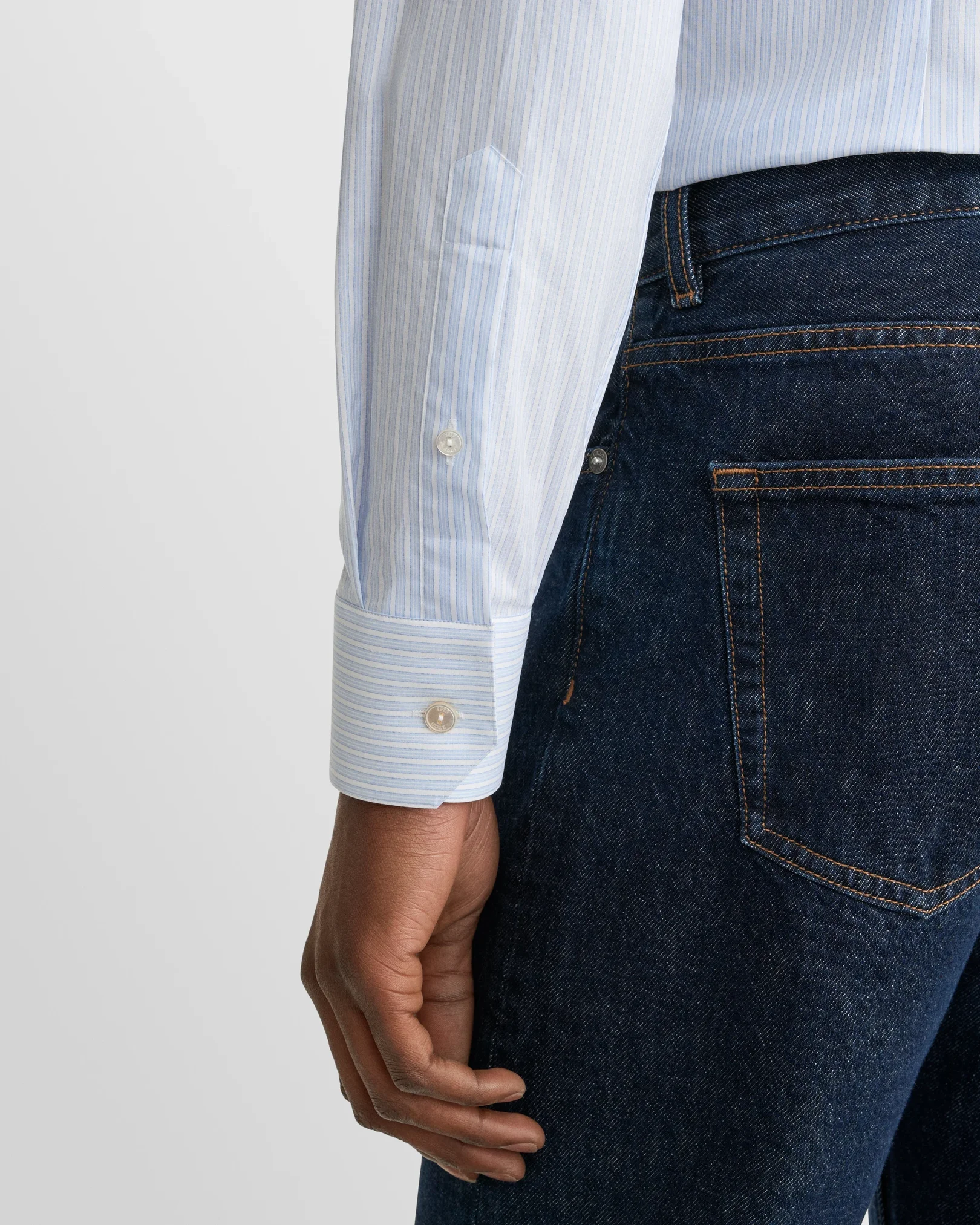 Eton - light blue white collar supima 120 shirt