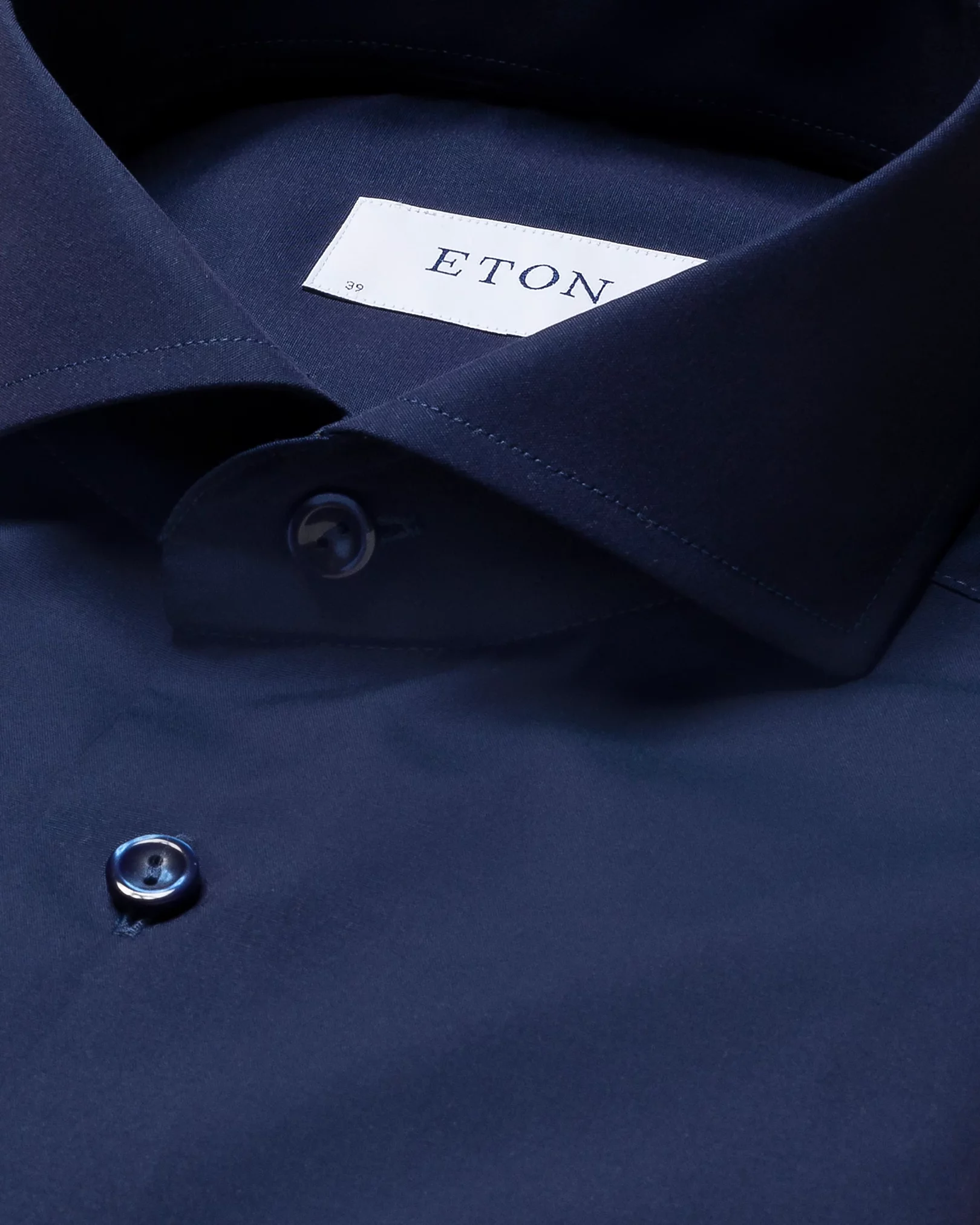 Navy Poplin Shirt - Eton