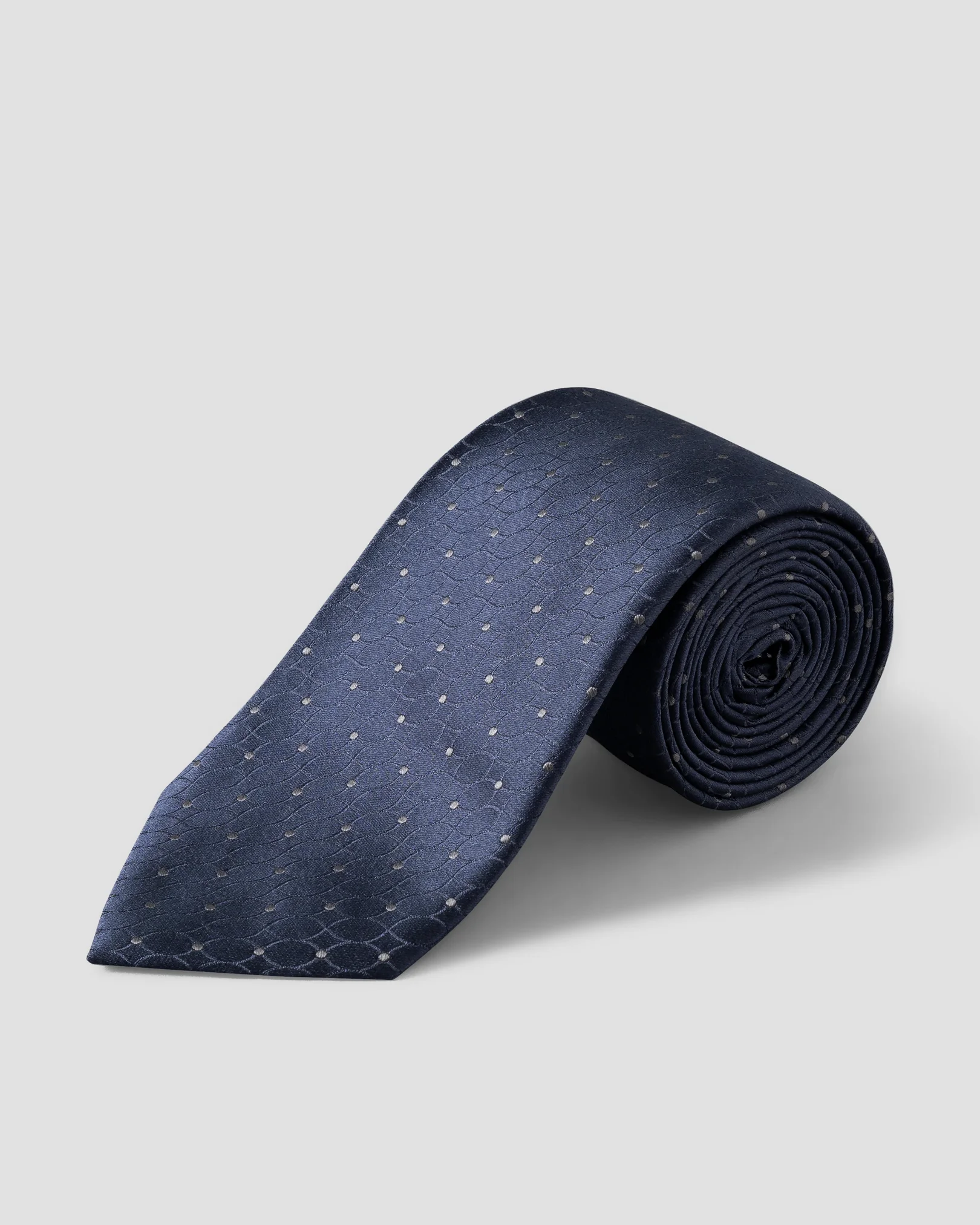 Eton - geometric 256 woven silk tie navy
