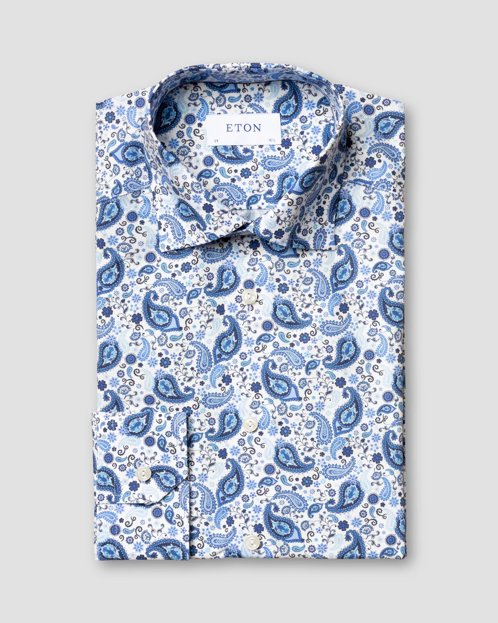 Eton - blue paisley poplin shirt