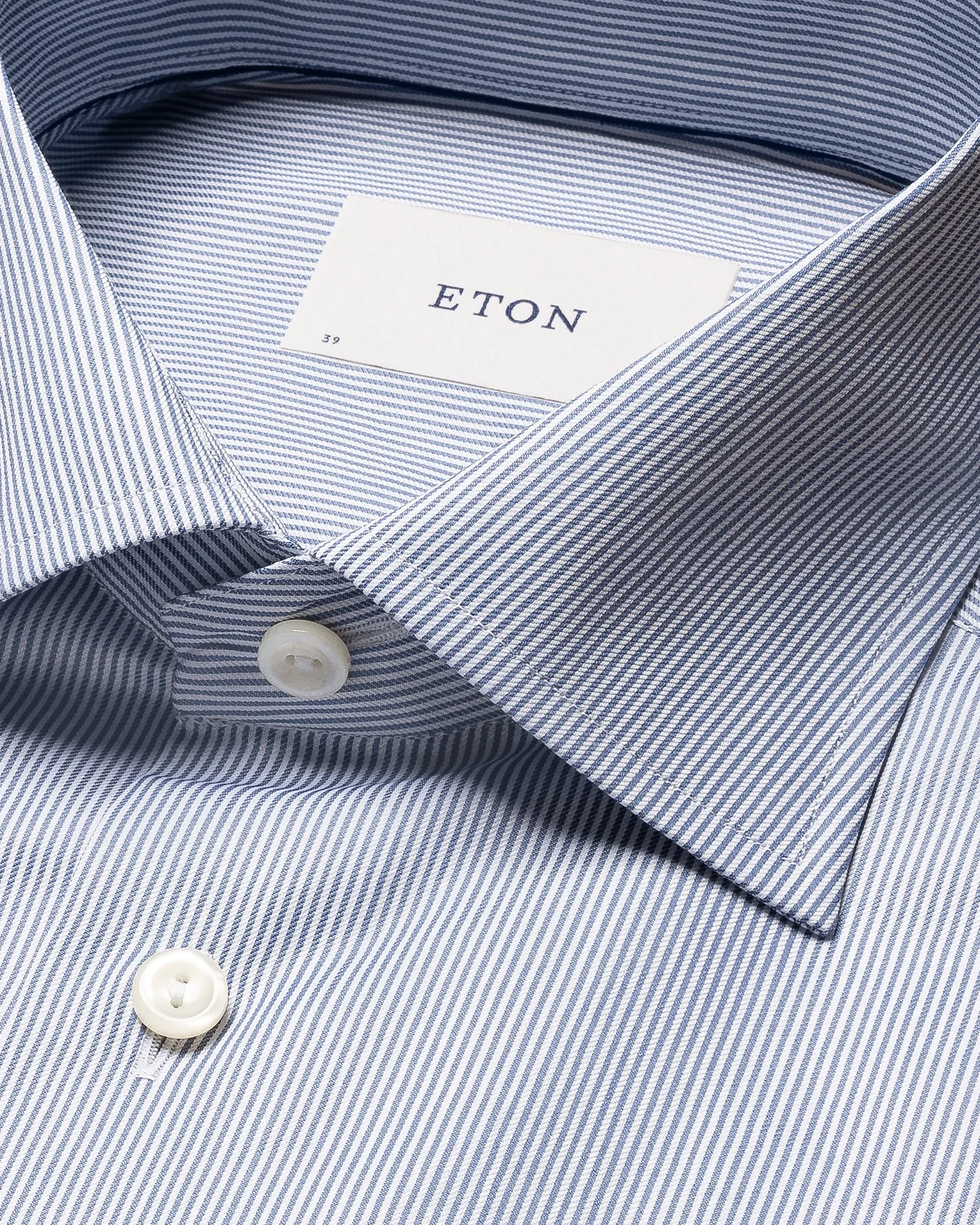 Eton - mid blue fine striped signature twill shirt