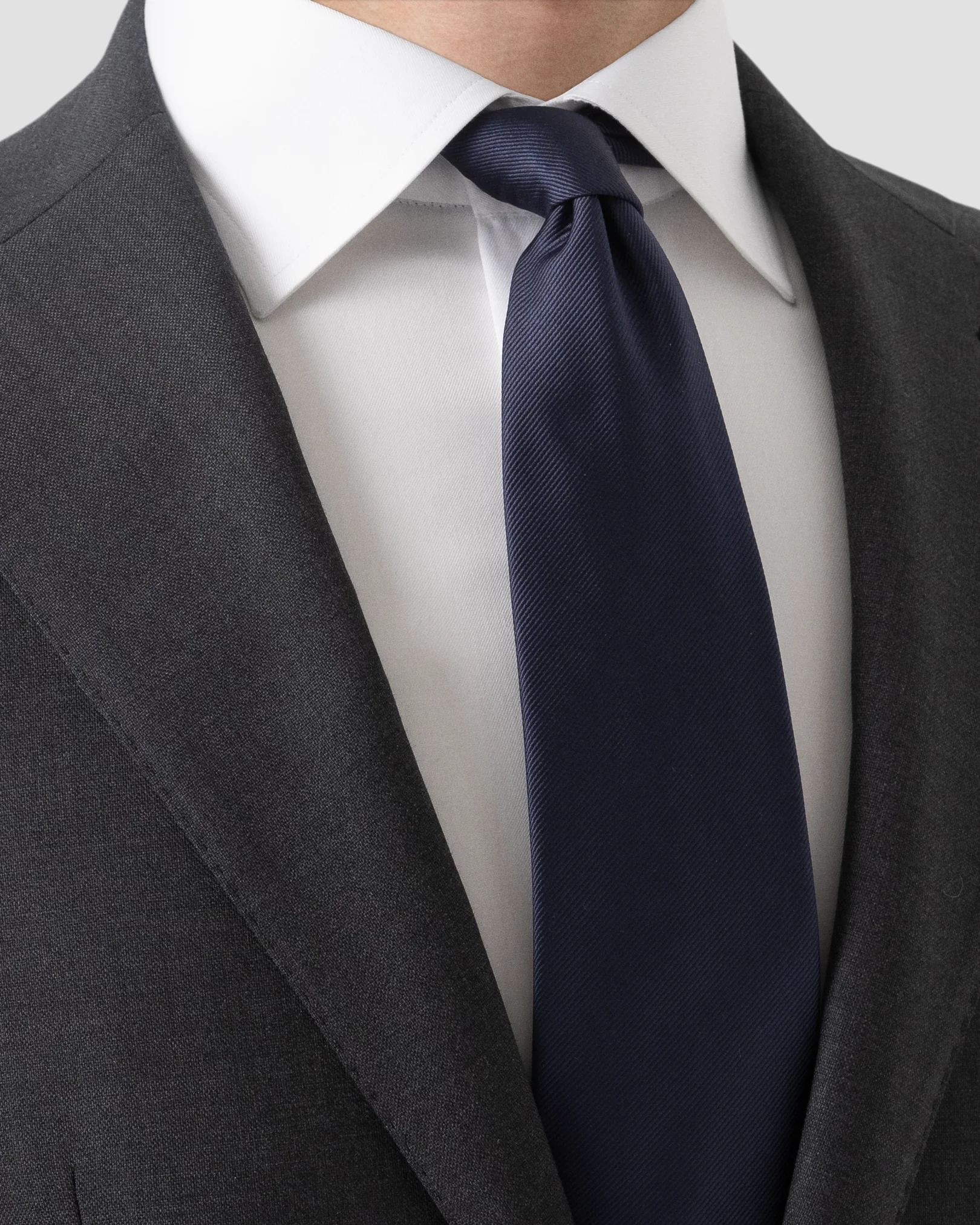 Eton - navy blue solid silk twill tie