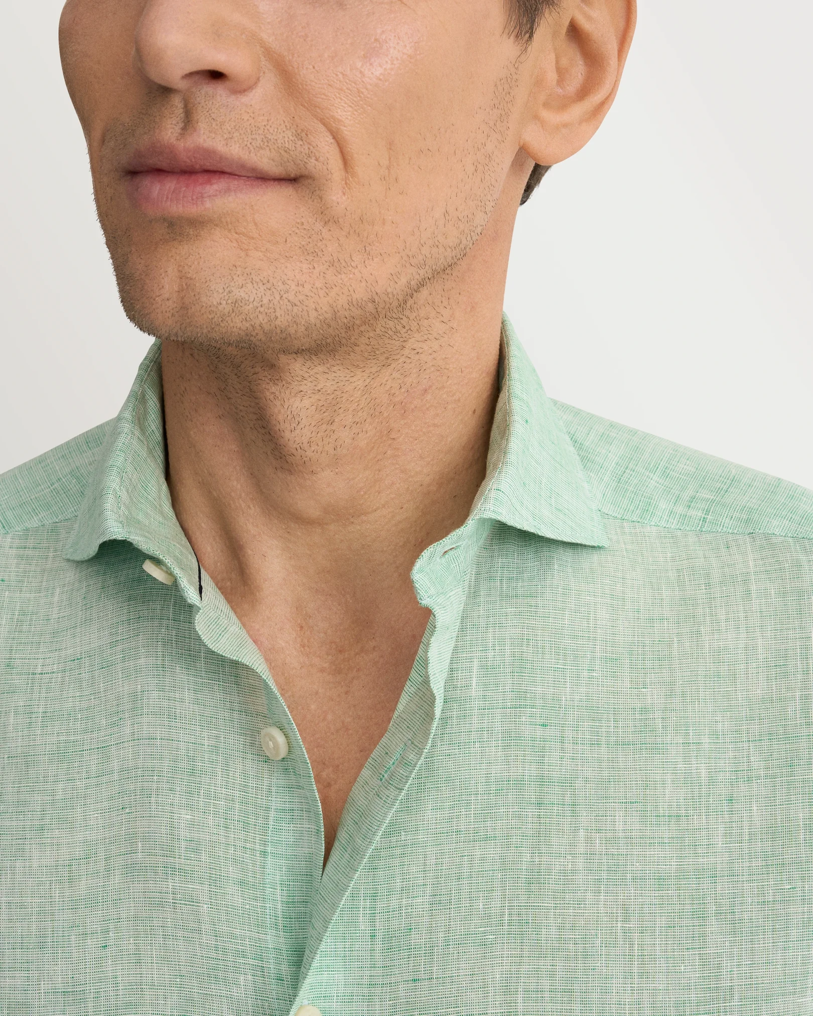 Eton - mid green solid linen shirt 261