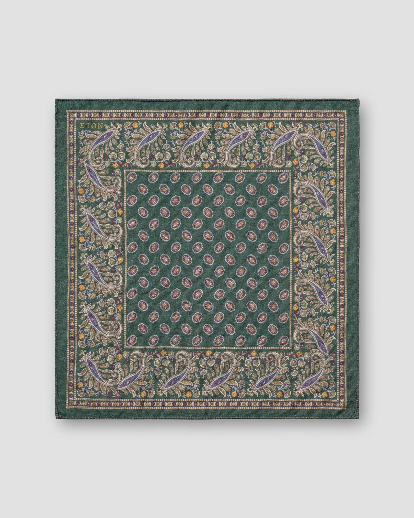 Eton - green two face wool pocket square
