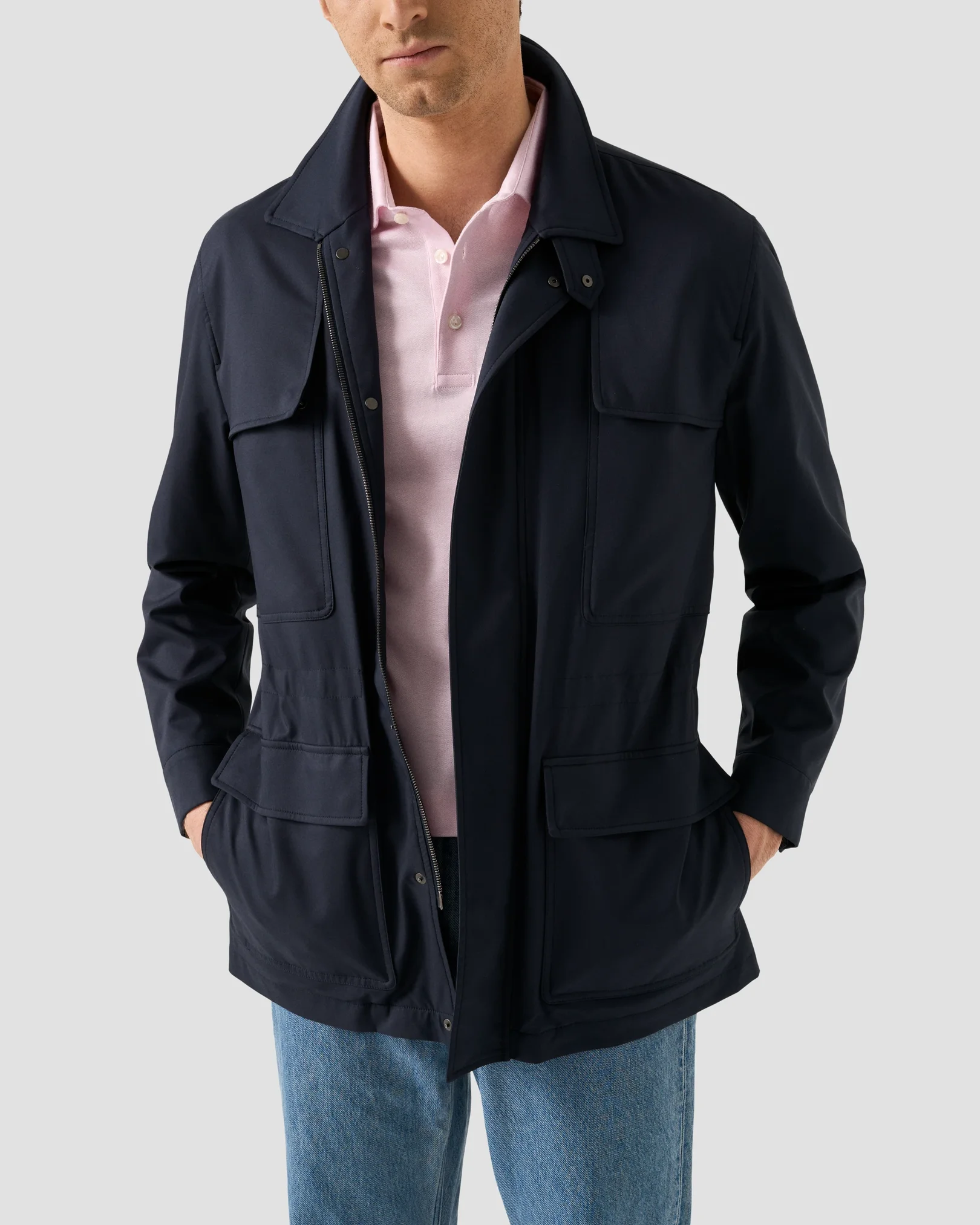 Eton - jacquard filo di scozia polo shirt pink jacquard filo di scozia polo shirt