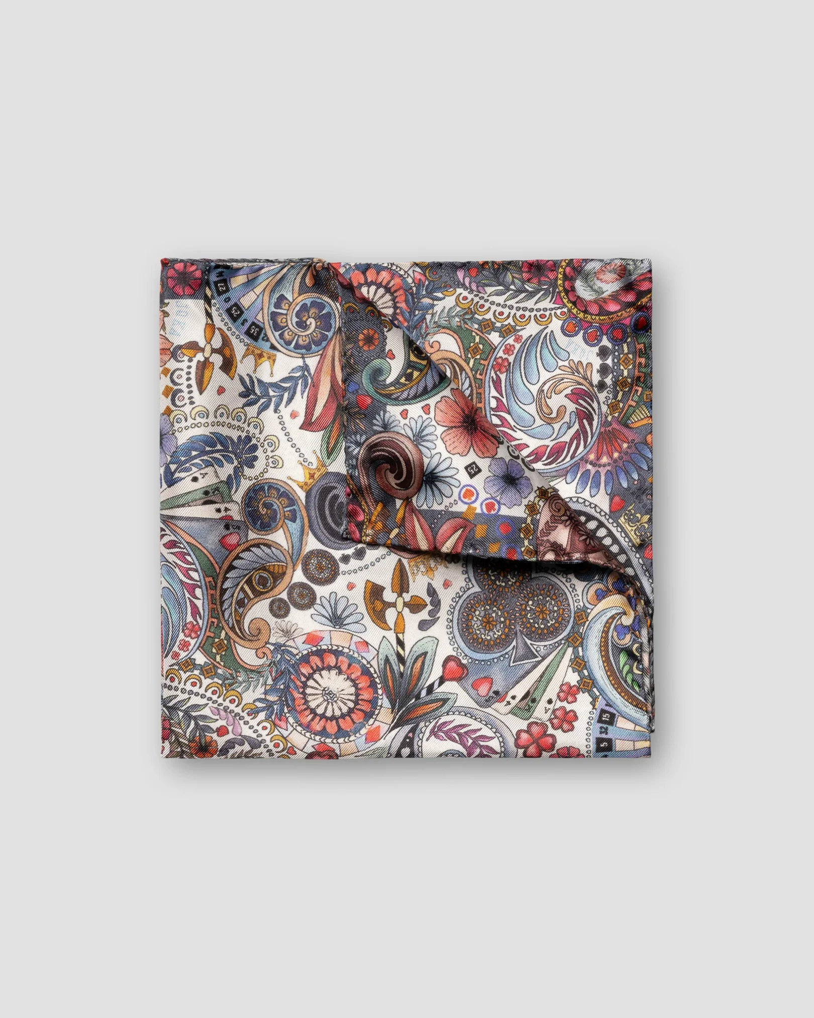 Eton - Red Motif Silk Pocket Square