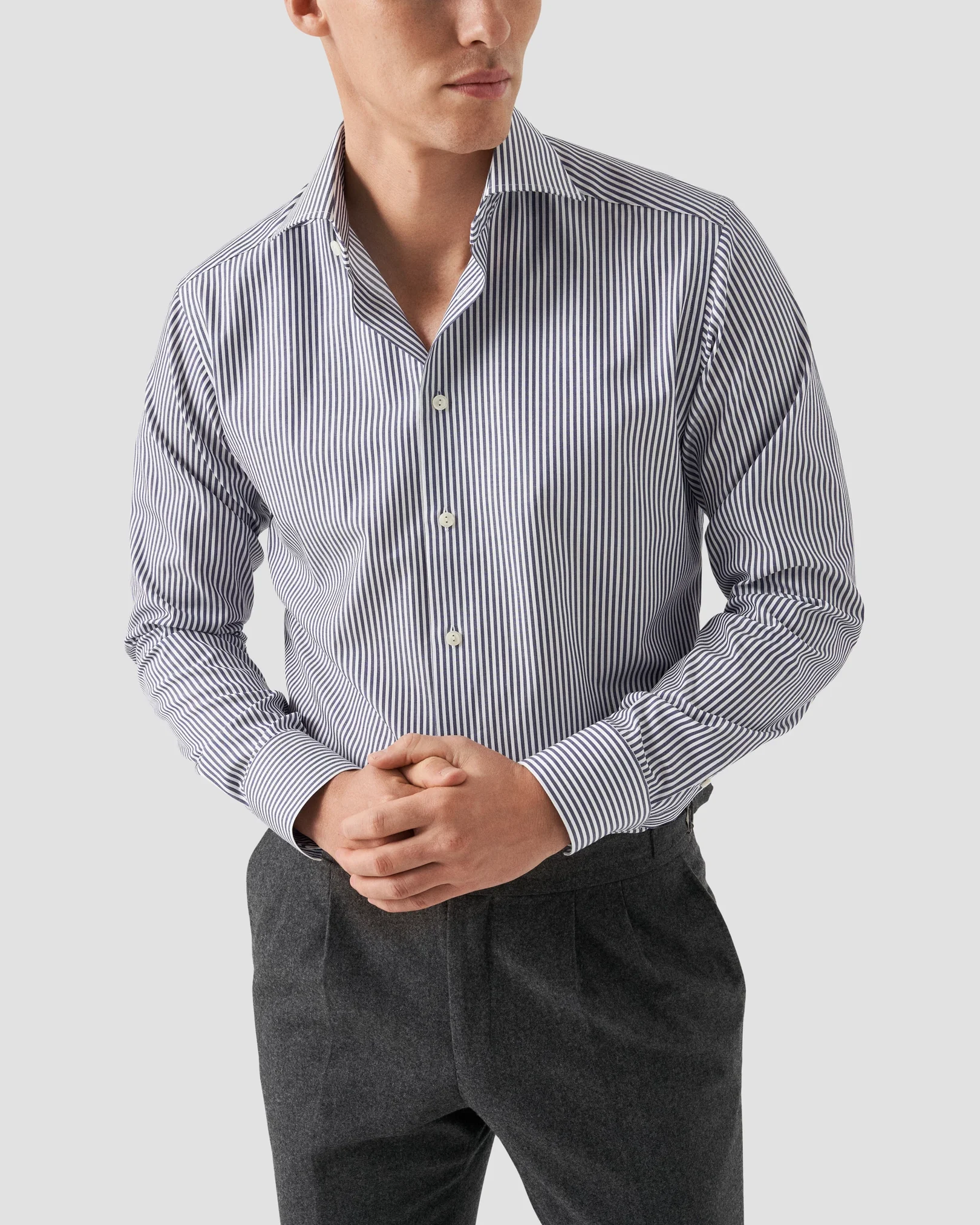 Eton - Navy Striped Signature Twill Shirt