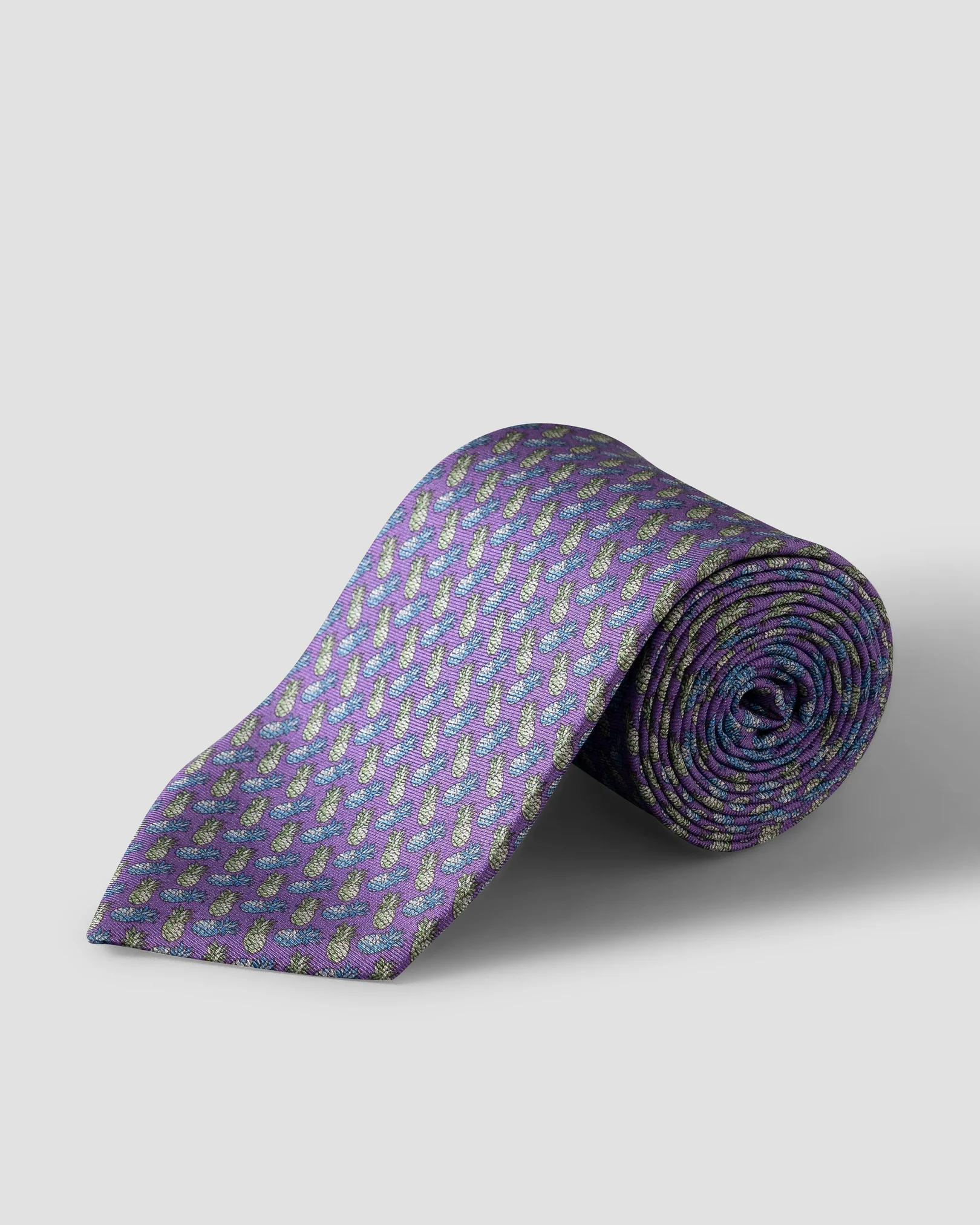 Eton - mid purple pineapple print silk tie