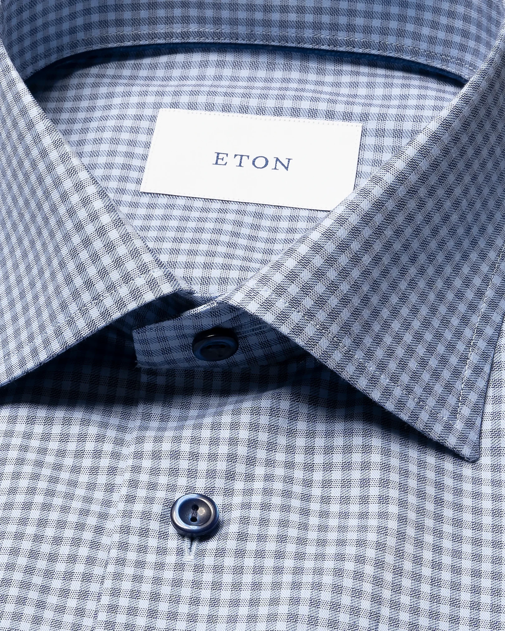 Eton - dark blue check twill shirt