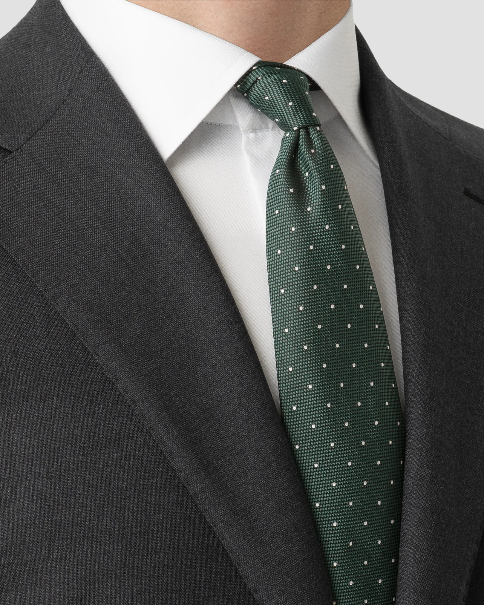 Eton - dark green polka dot woven silk tie