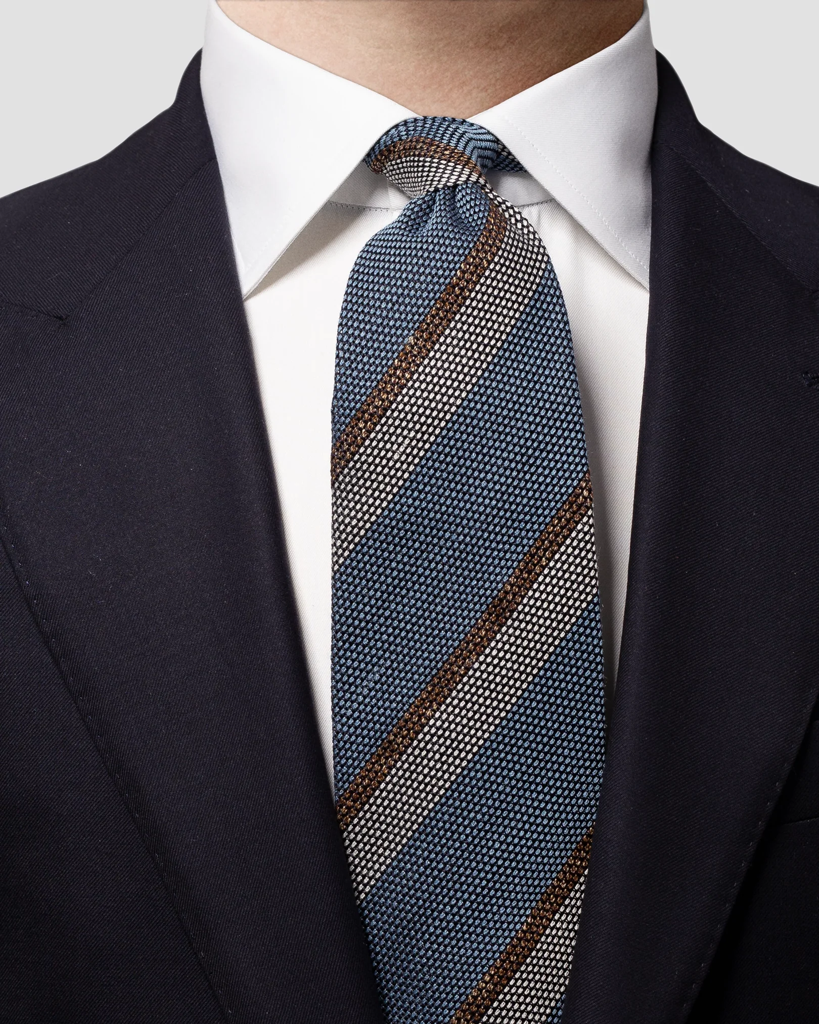Eton - blue striped woven silk cotton tie