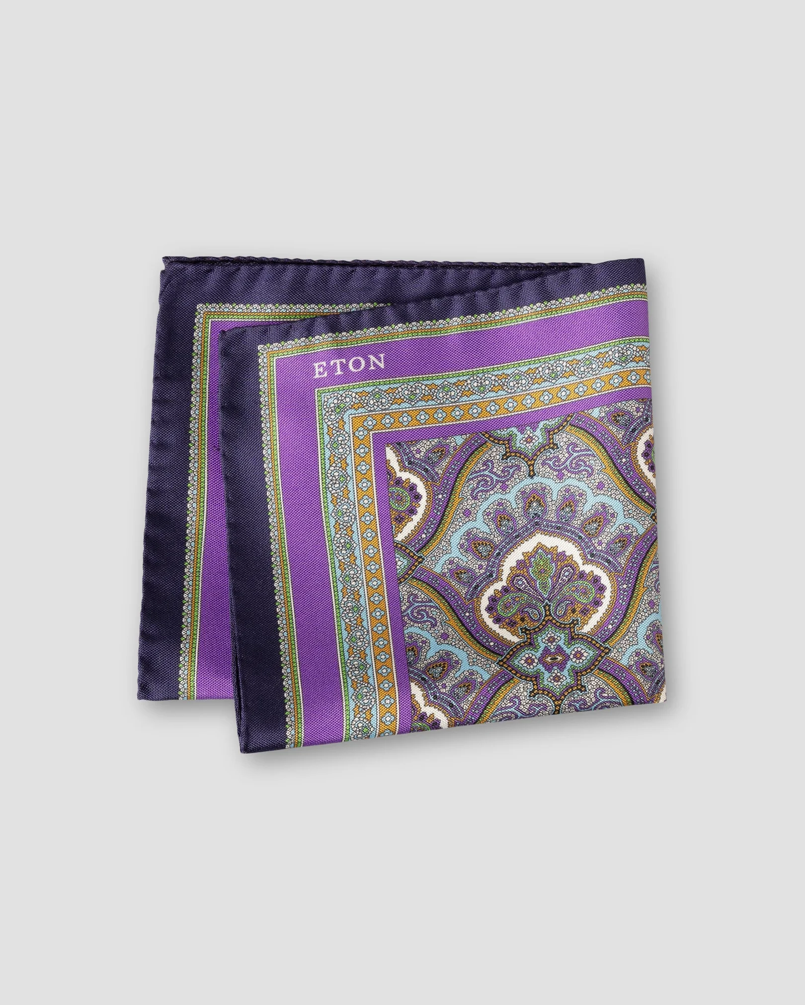 Eton - purple paisley print pocket square