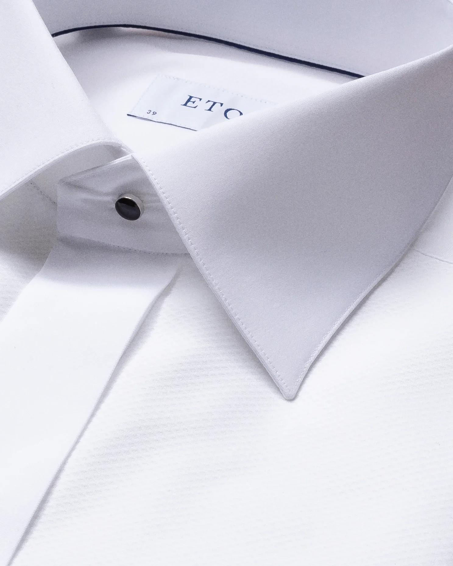 Eton - pique black tie shirt