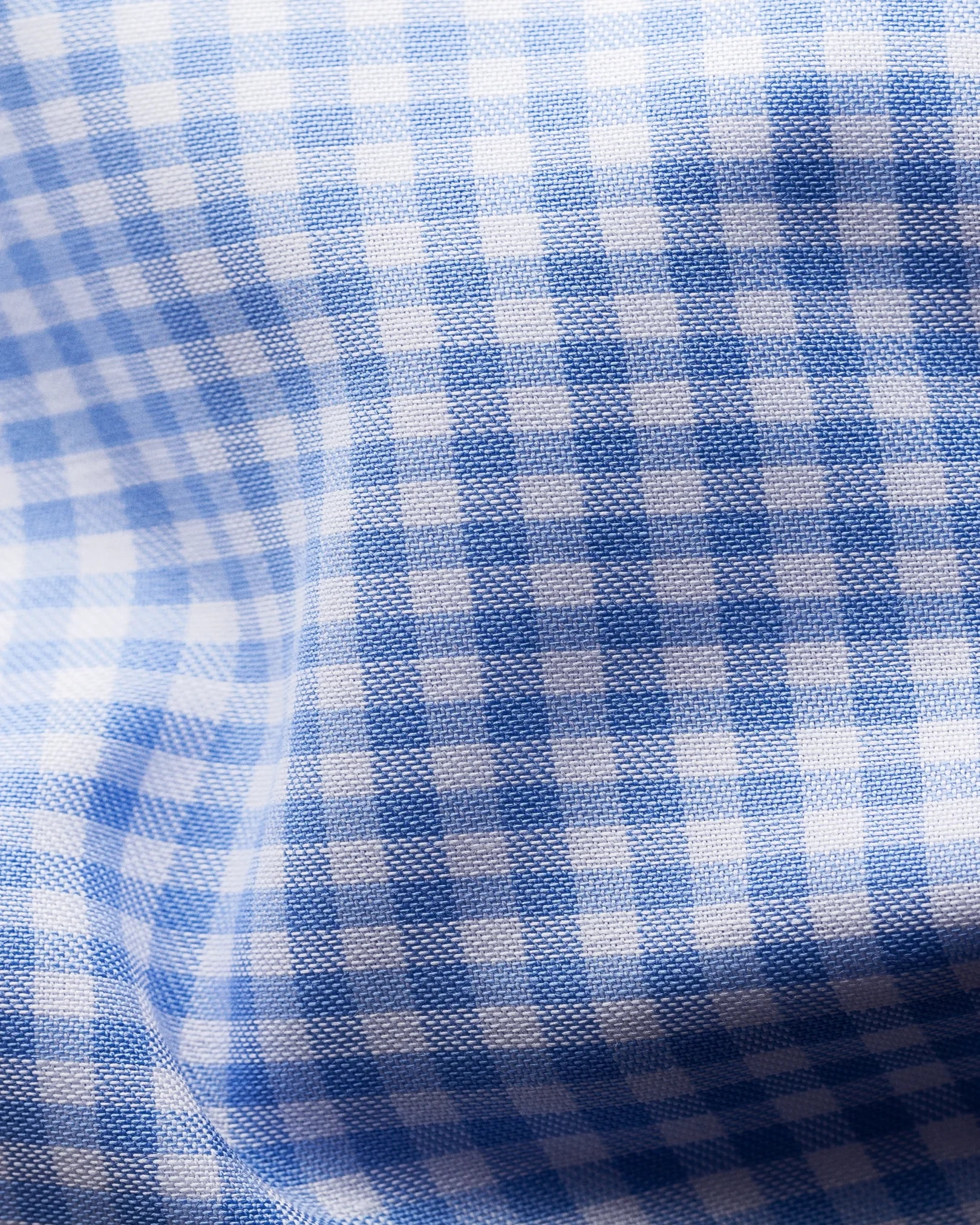 Eton - sky blue check twill shirt blue buttons