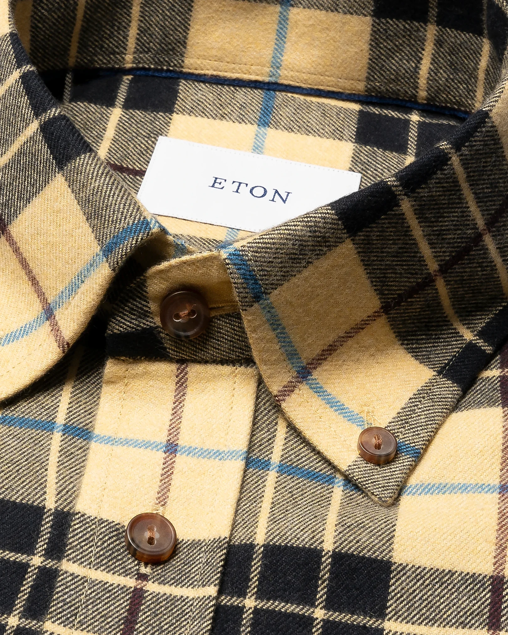 Eton - plaid check flannel shirt yellow plaid check flannel shirt