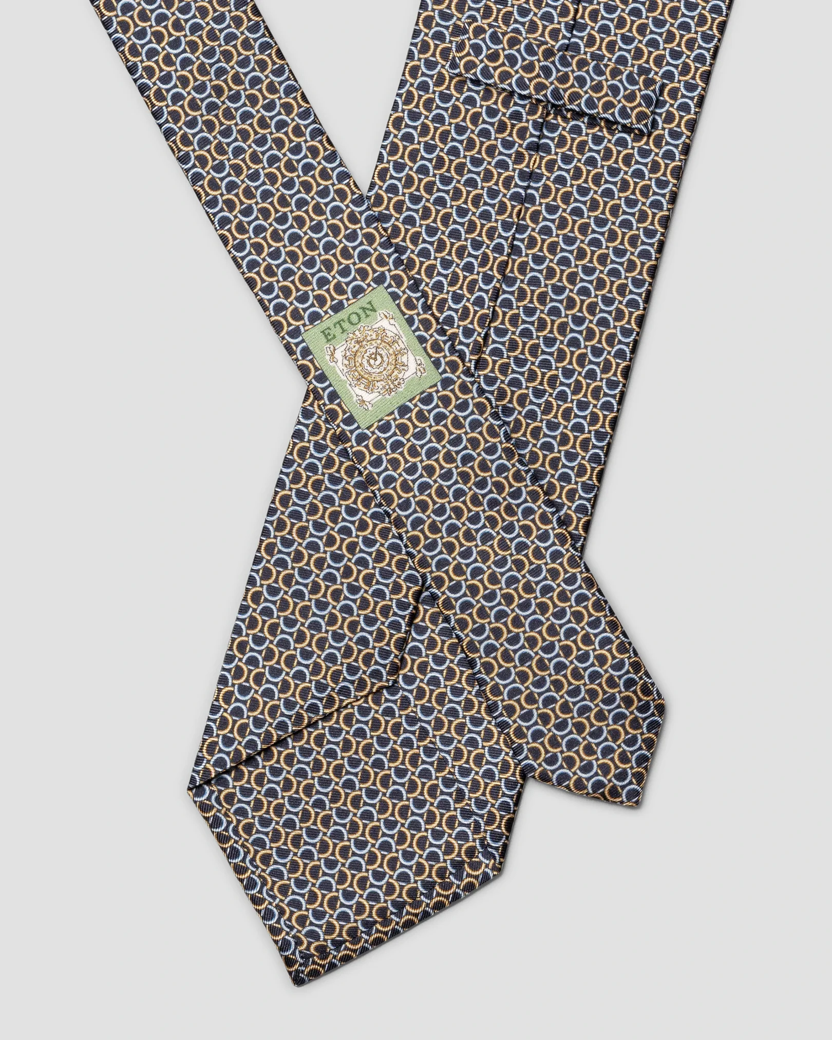 Eton - navy blue geometric printed silk tie