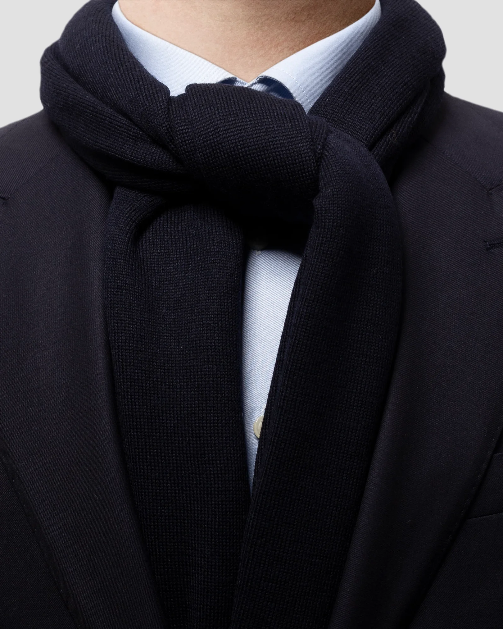 Eton - blue solid wool scarf