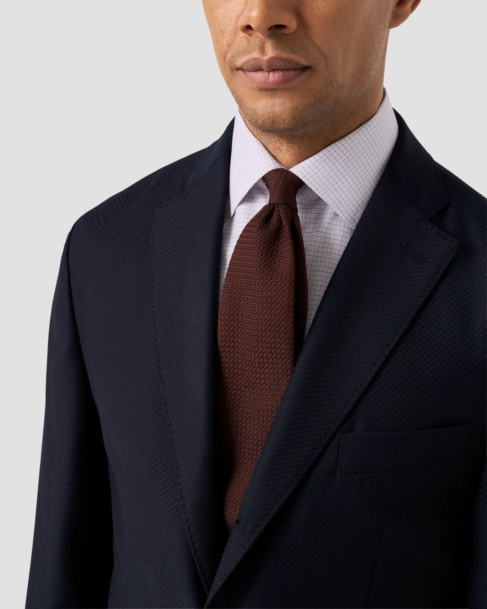 Eton - pink check twill shirt cut away 258