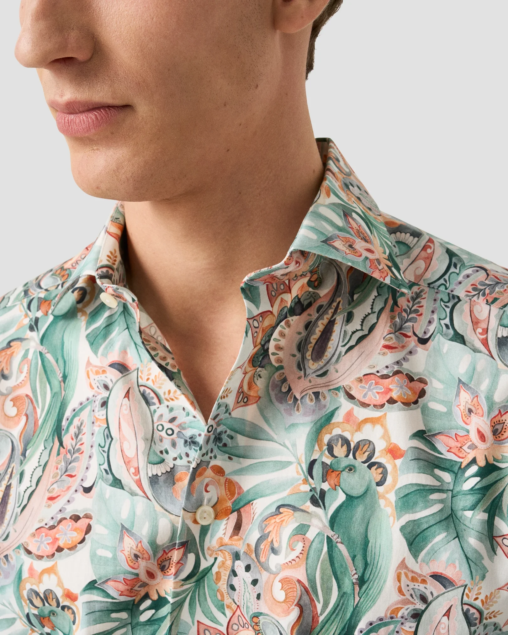 Eton - multi parrot motif signature twill shirt