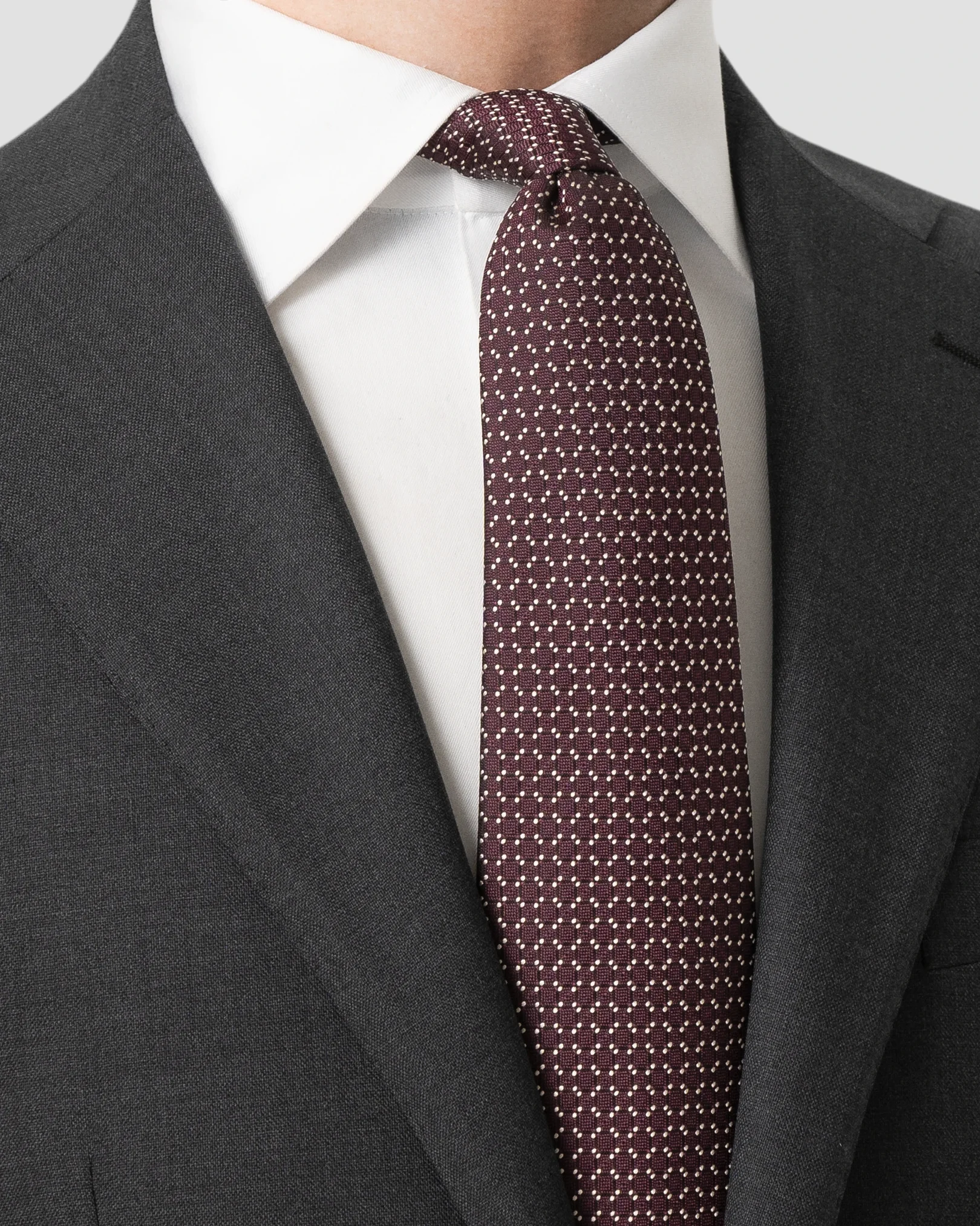 Eton - dark red micro dot woven silk tie