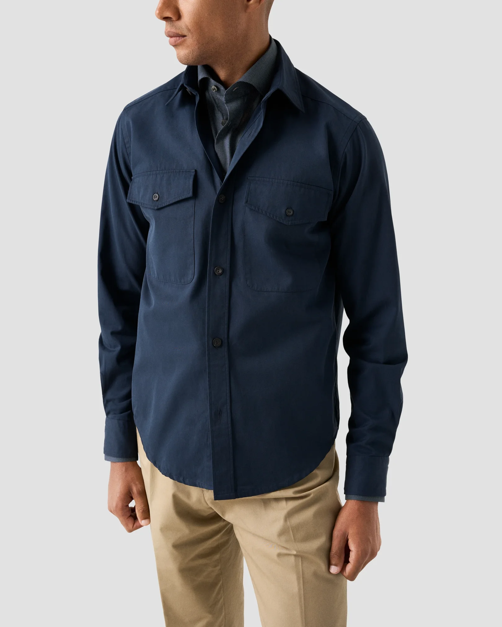 Eton - wide spread blue flanell shirt