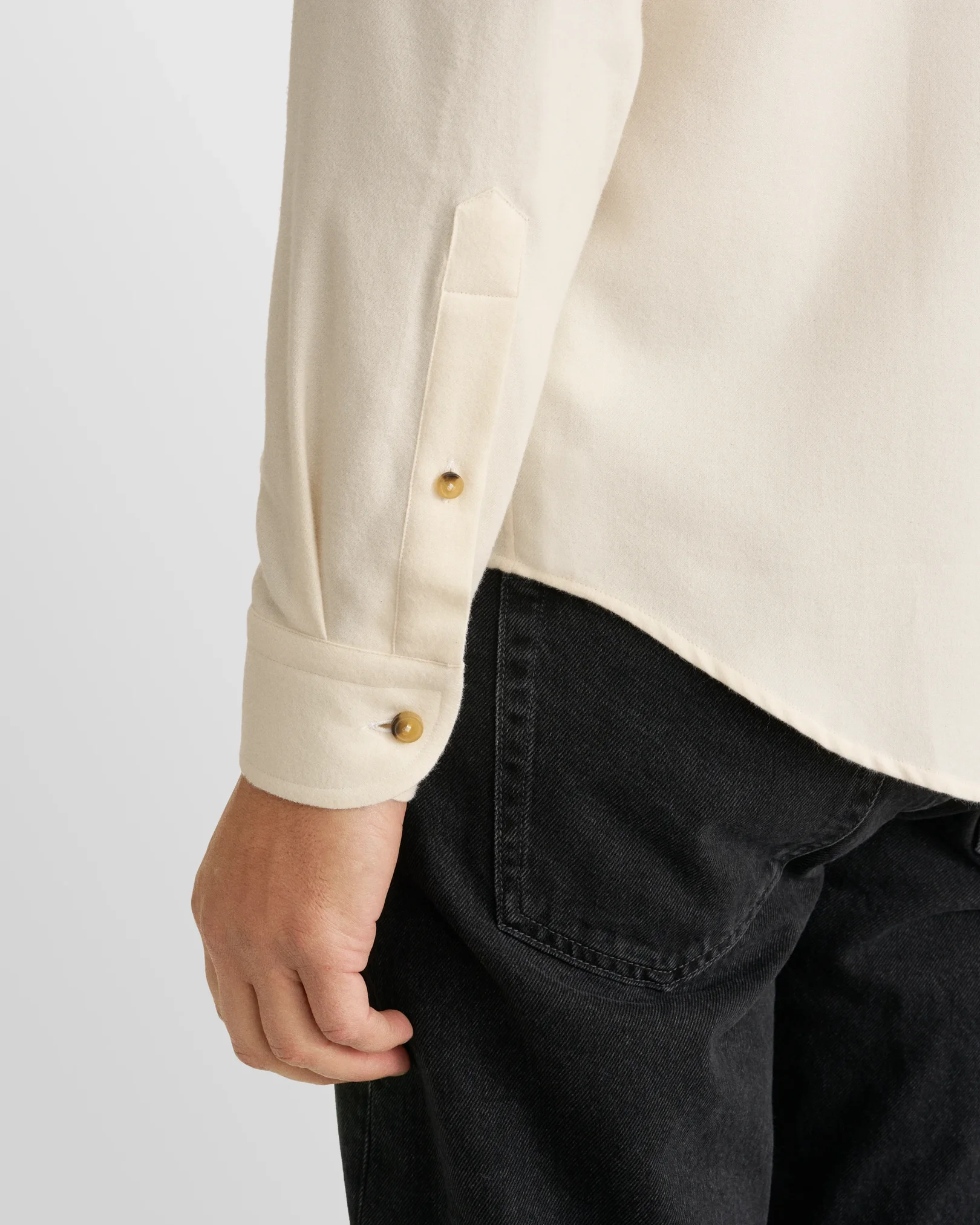 Eton - white solid flannel shirt