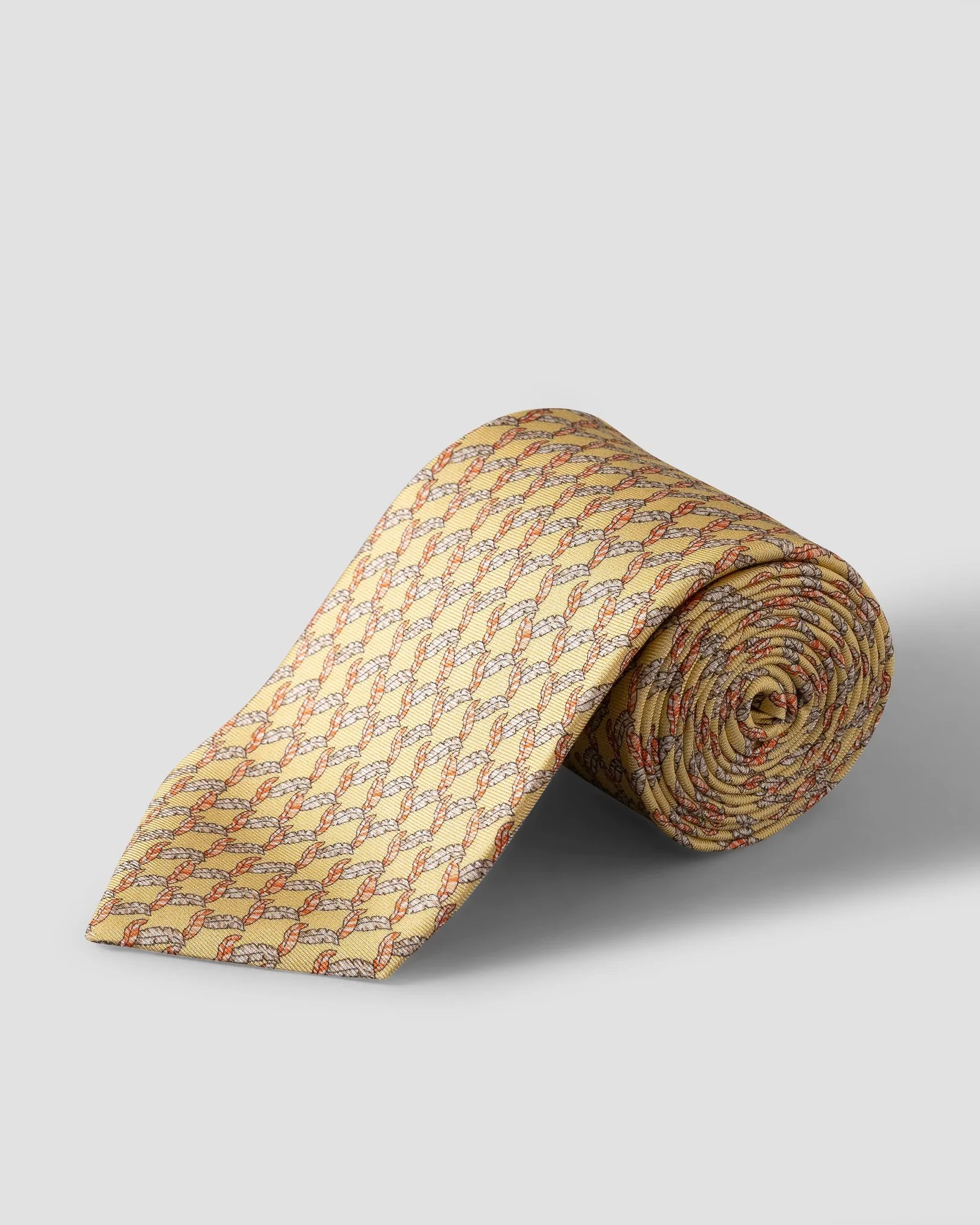 Eton - yellow leaf print silk tie