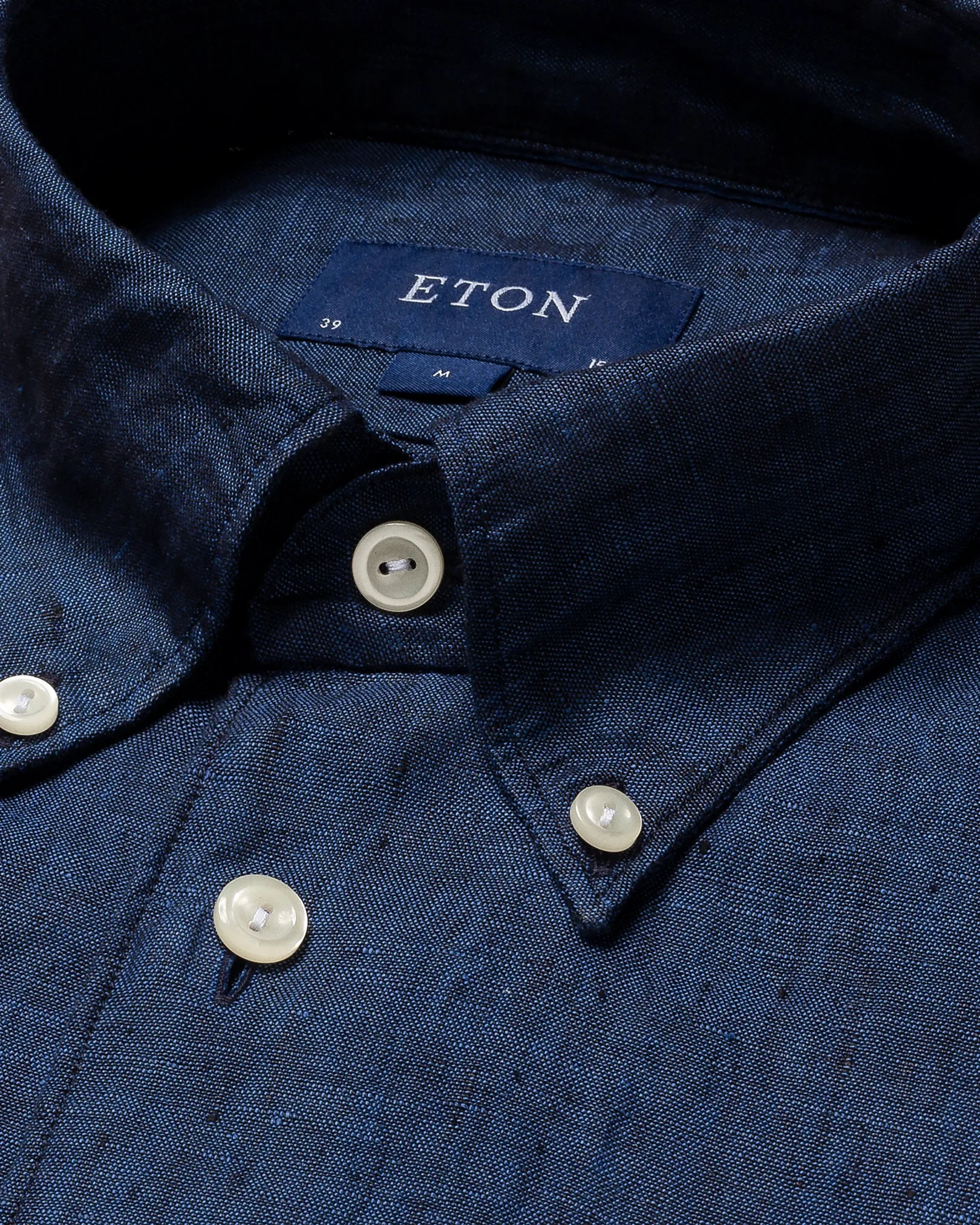 Eton - blue linen shirt button down collar