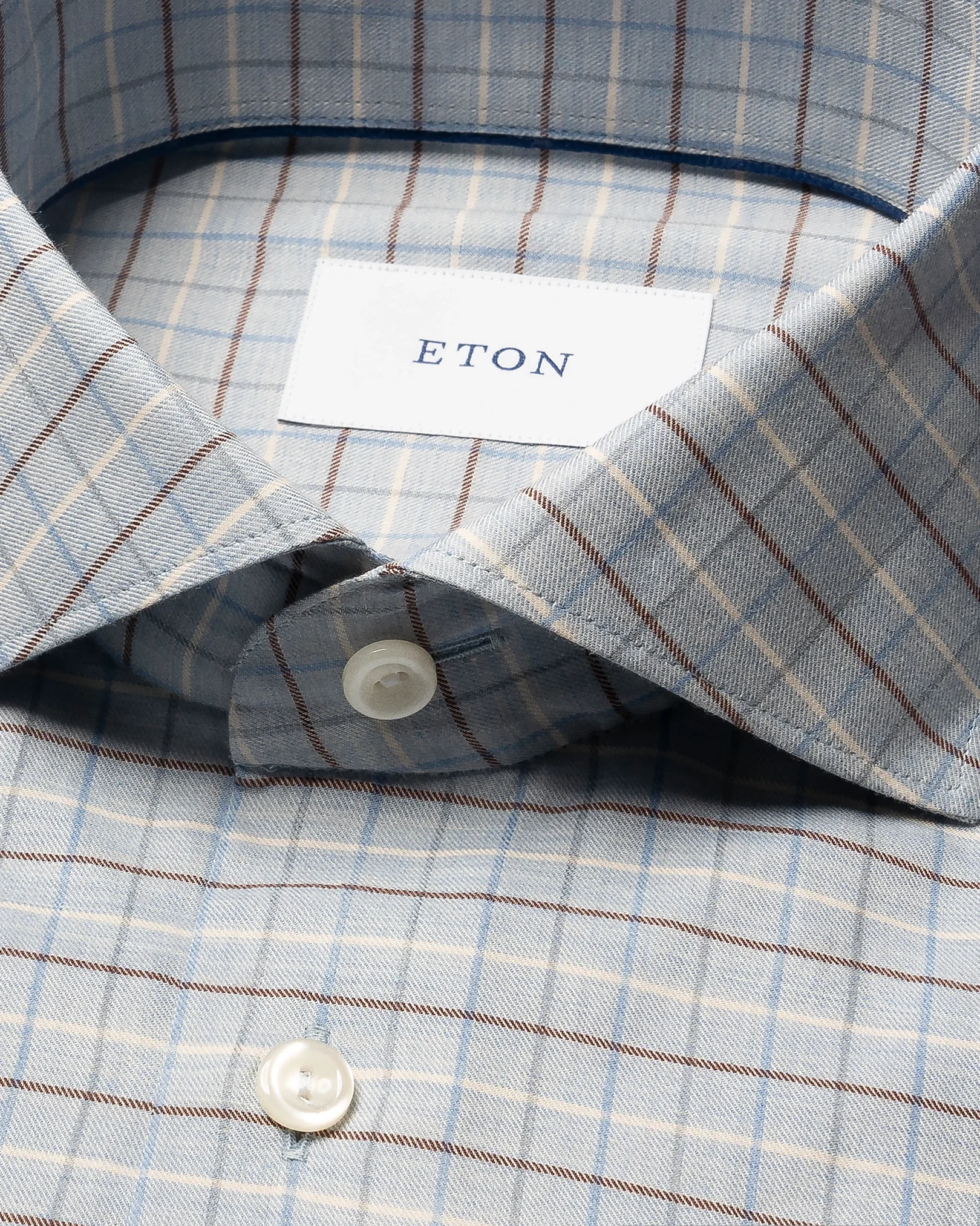 Eton - light blue check signature flannel shirt 256