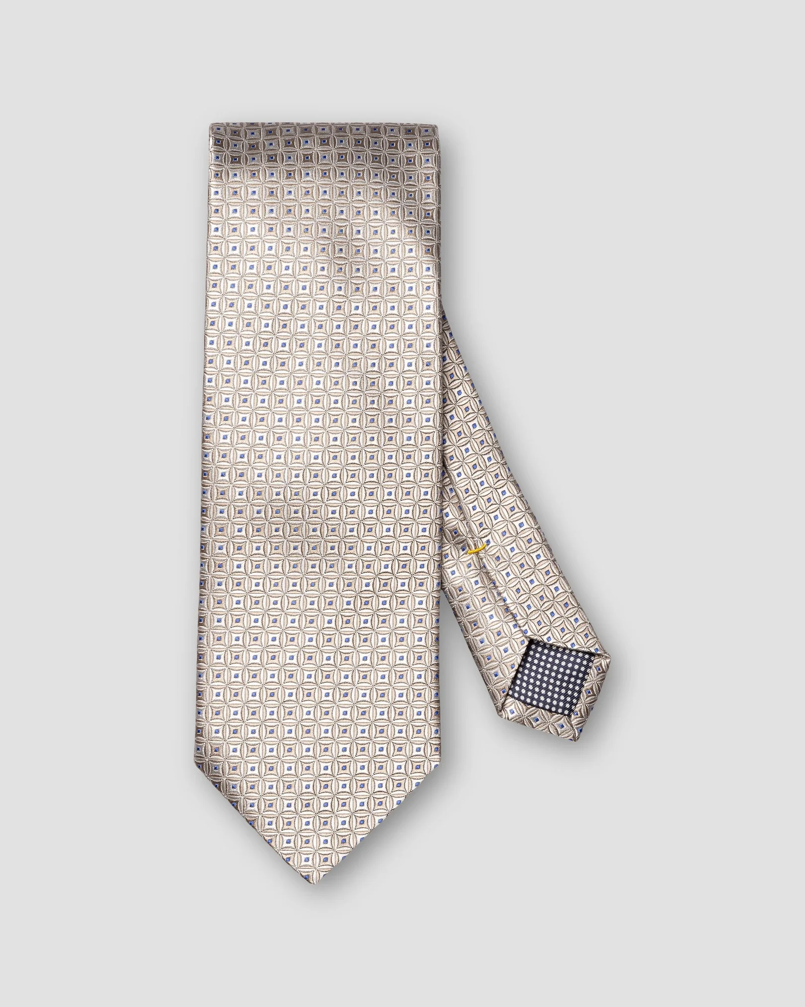 Eton - light grey geometrical woven silk tie