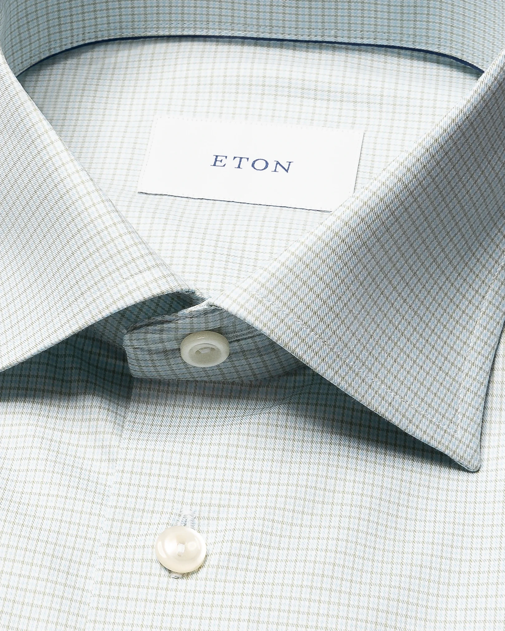 Eton - light green check fine twill shirt