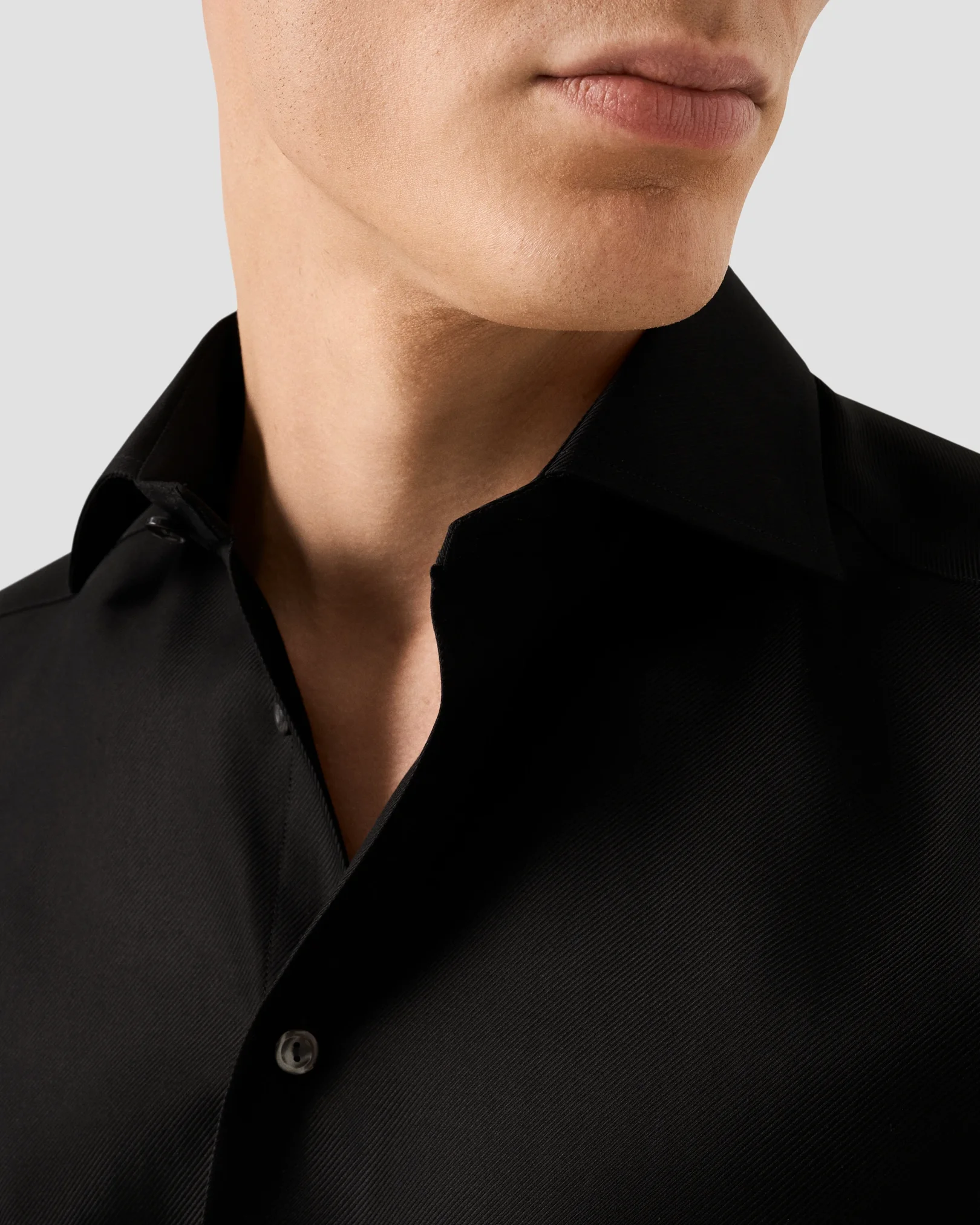 Eton - black solid textured twill shirt