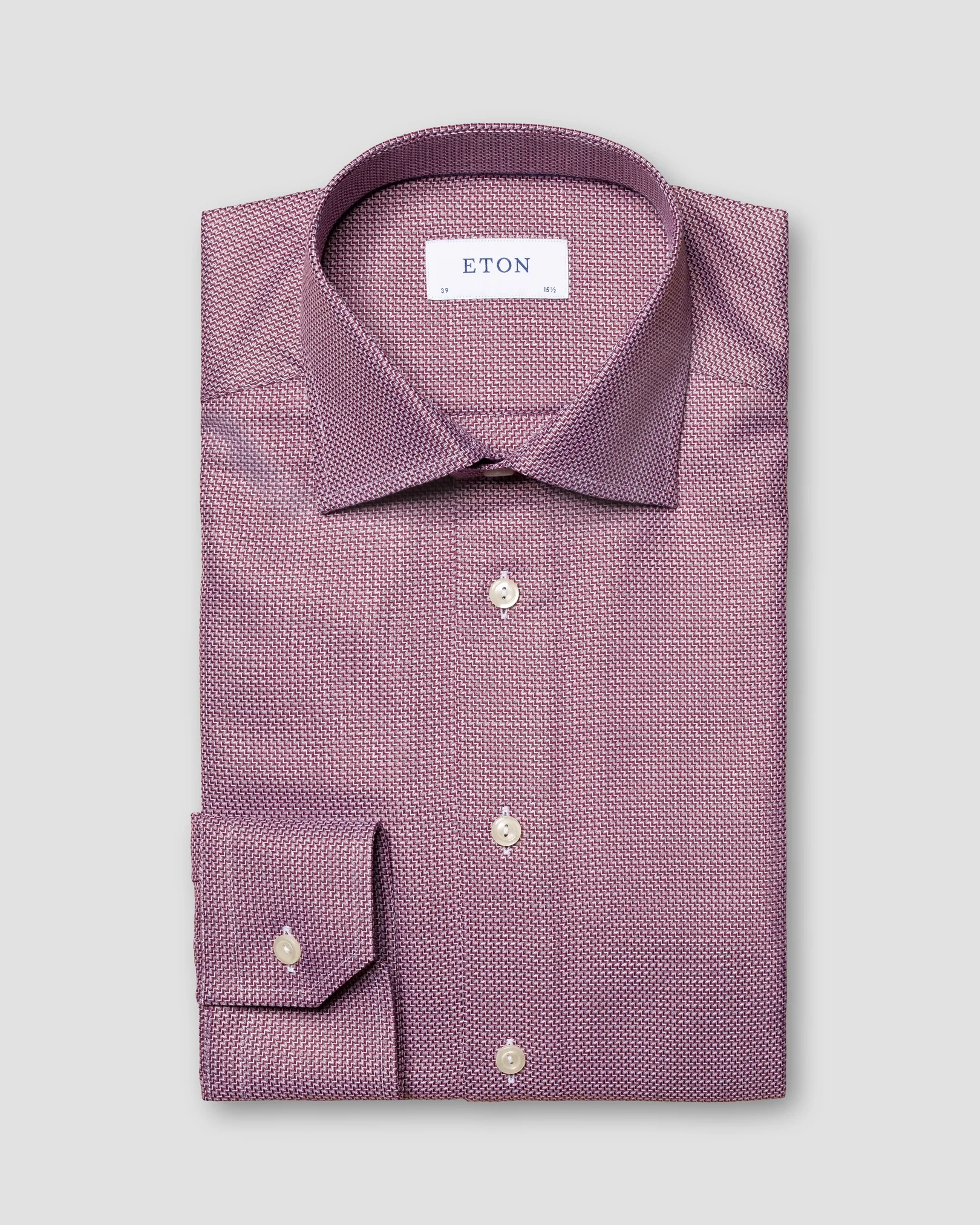 Eton - burgundy micro check king twill shirt