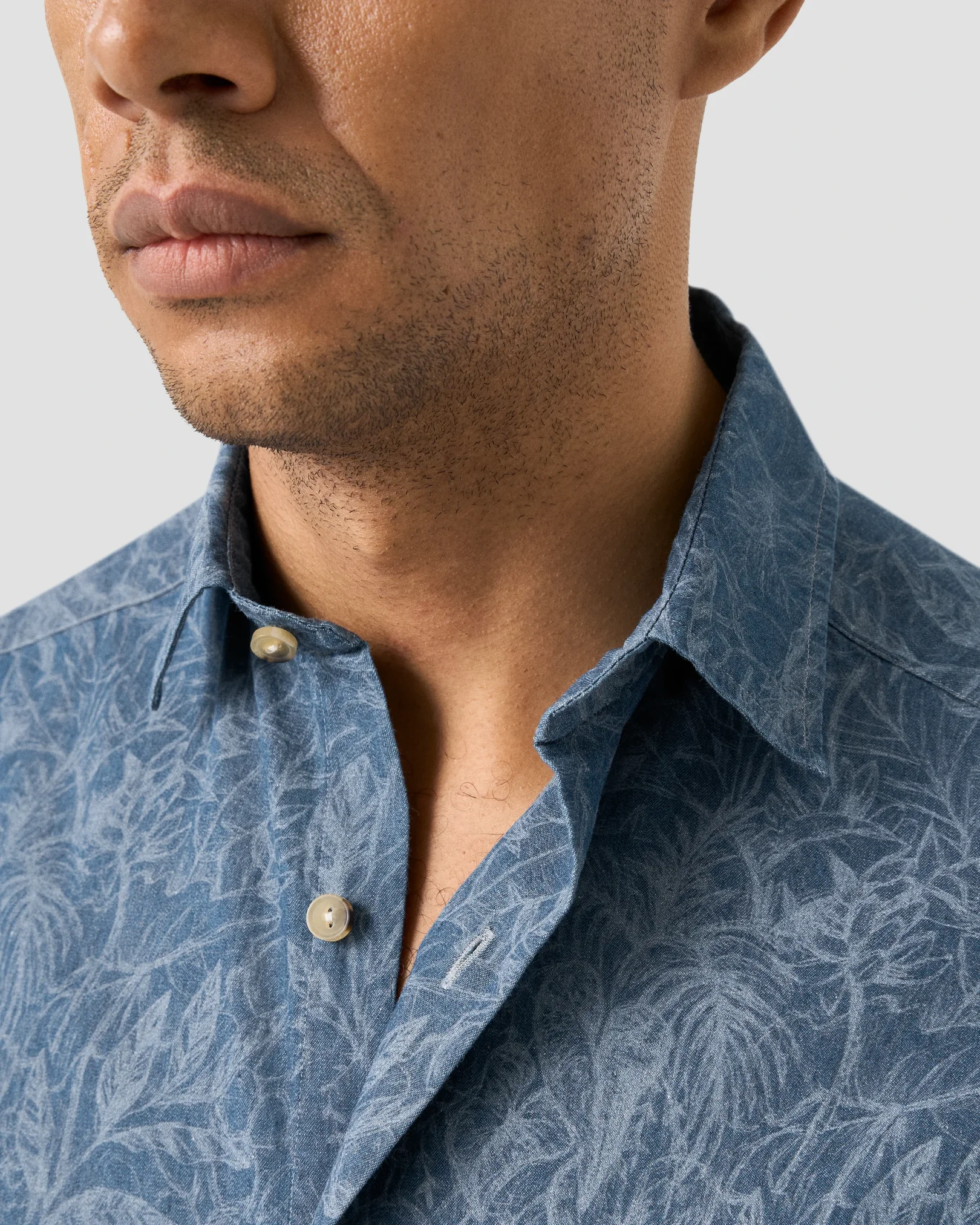 Eton - floral denim print shirt