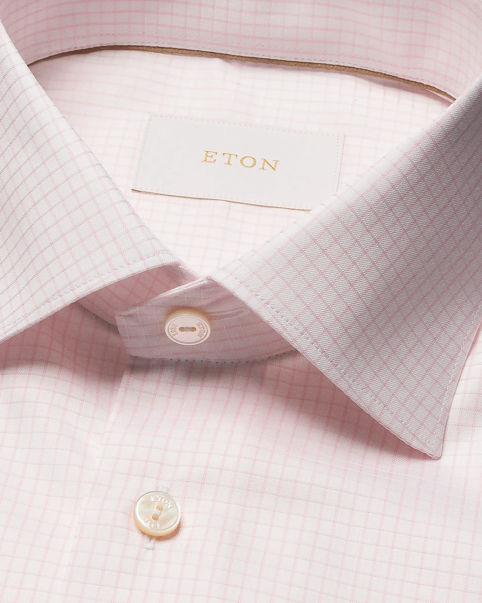 Eton - pink checked supima shirt cut away single contemporary