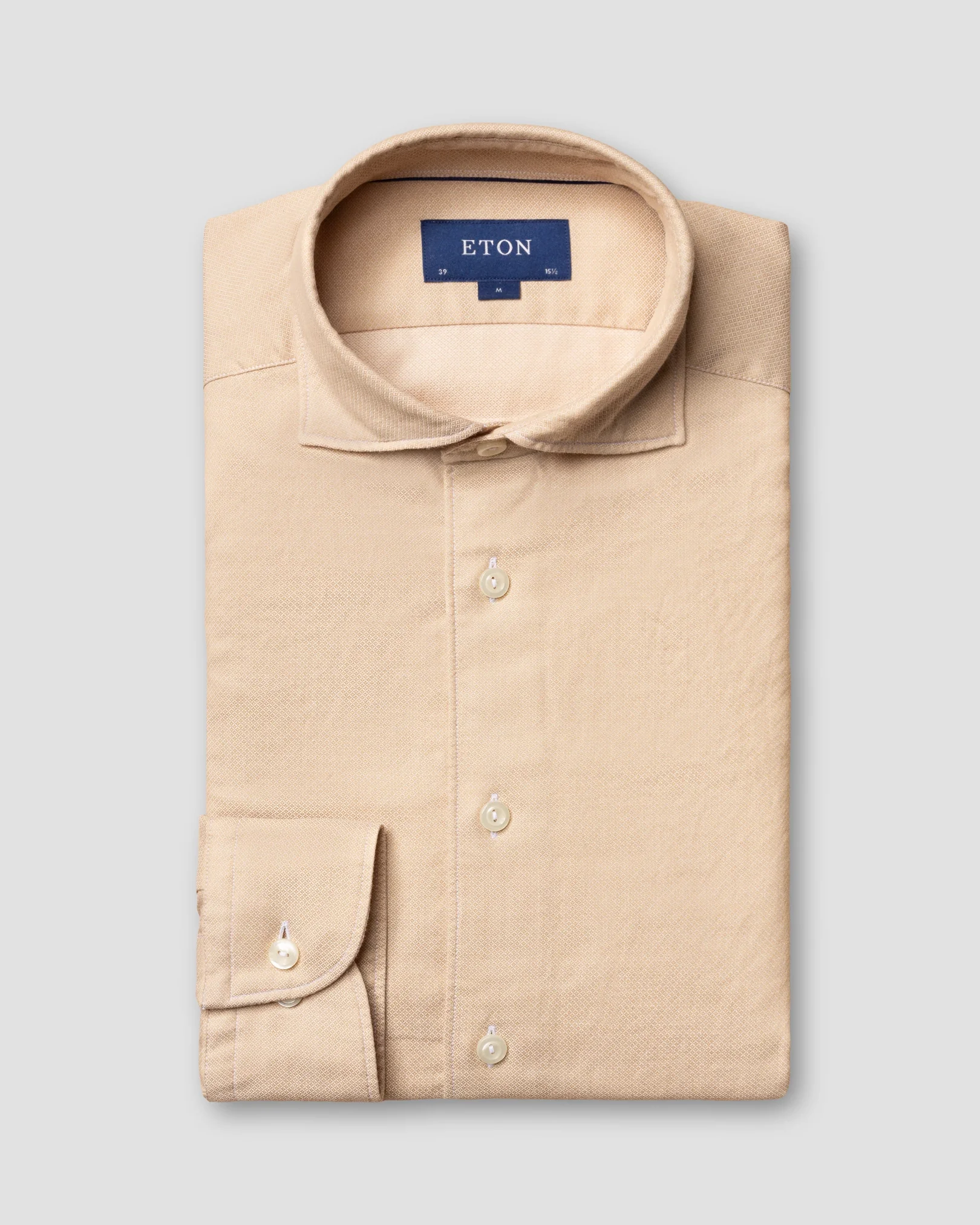 Eton - light brown print cotton and silk shirt