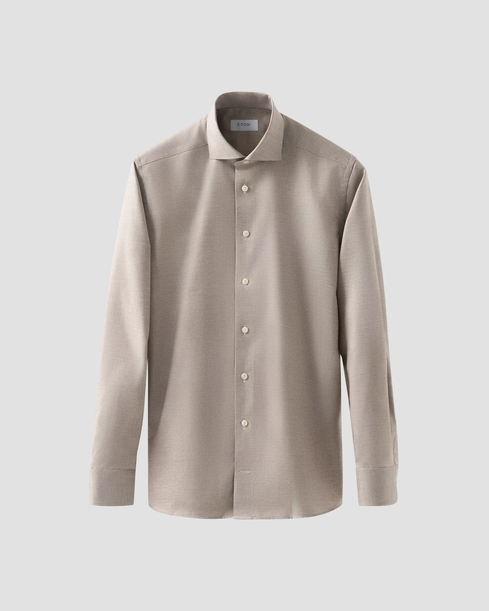 Eton - beige twill wide spread shirt