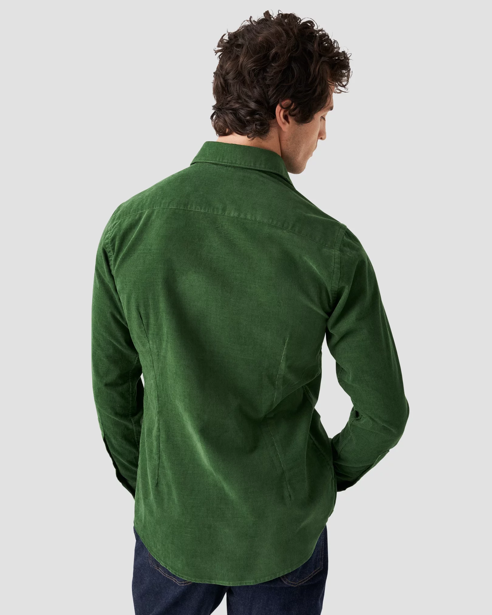 Mid Green Fine Wale Corduroy Shirt - Eton