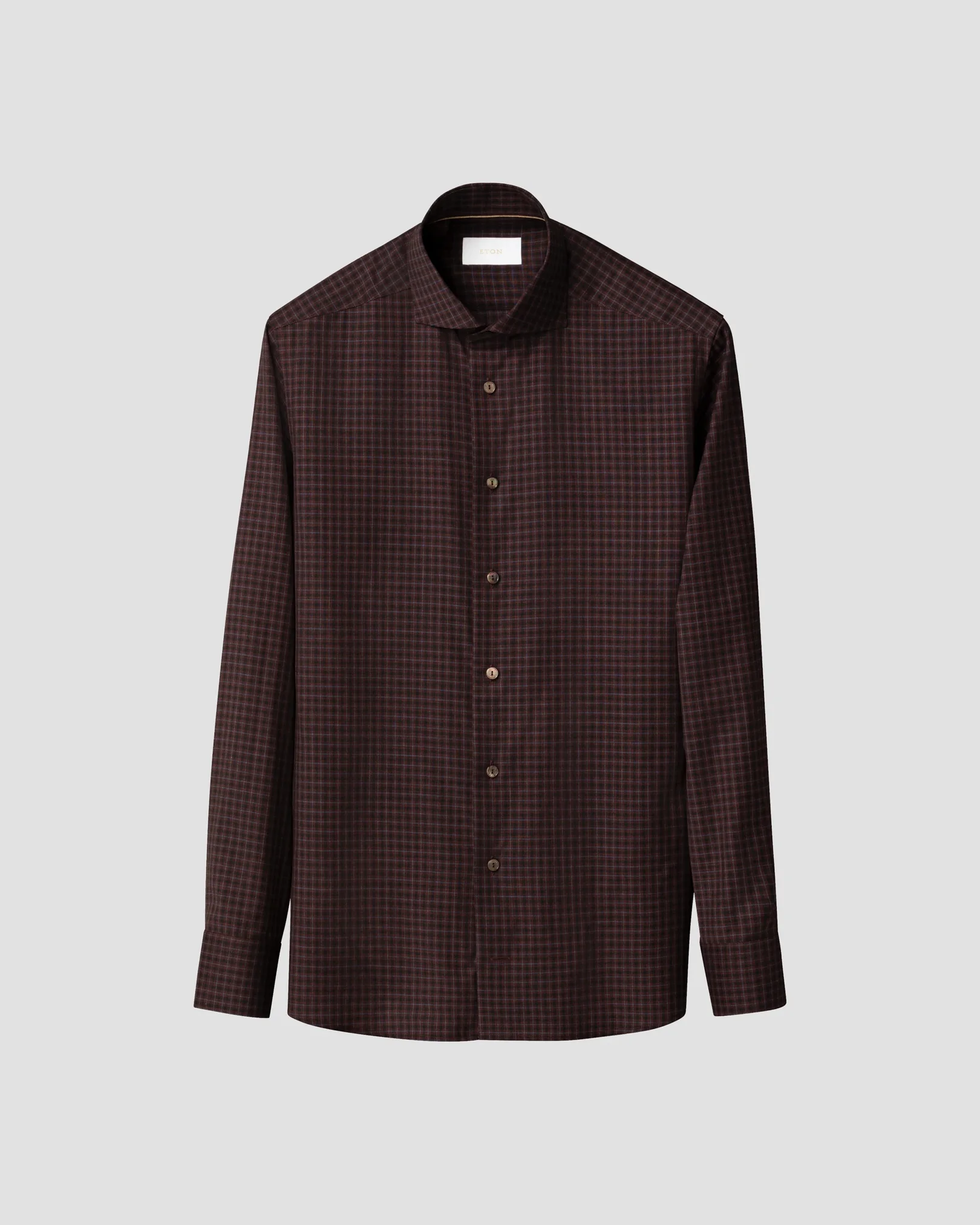 Eton - red check merino shirt