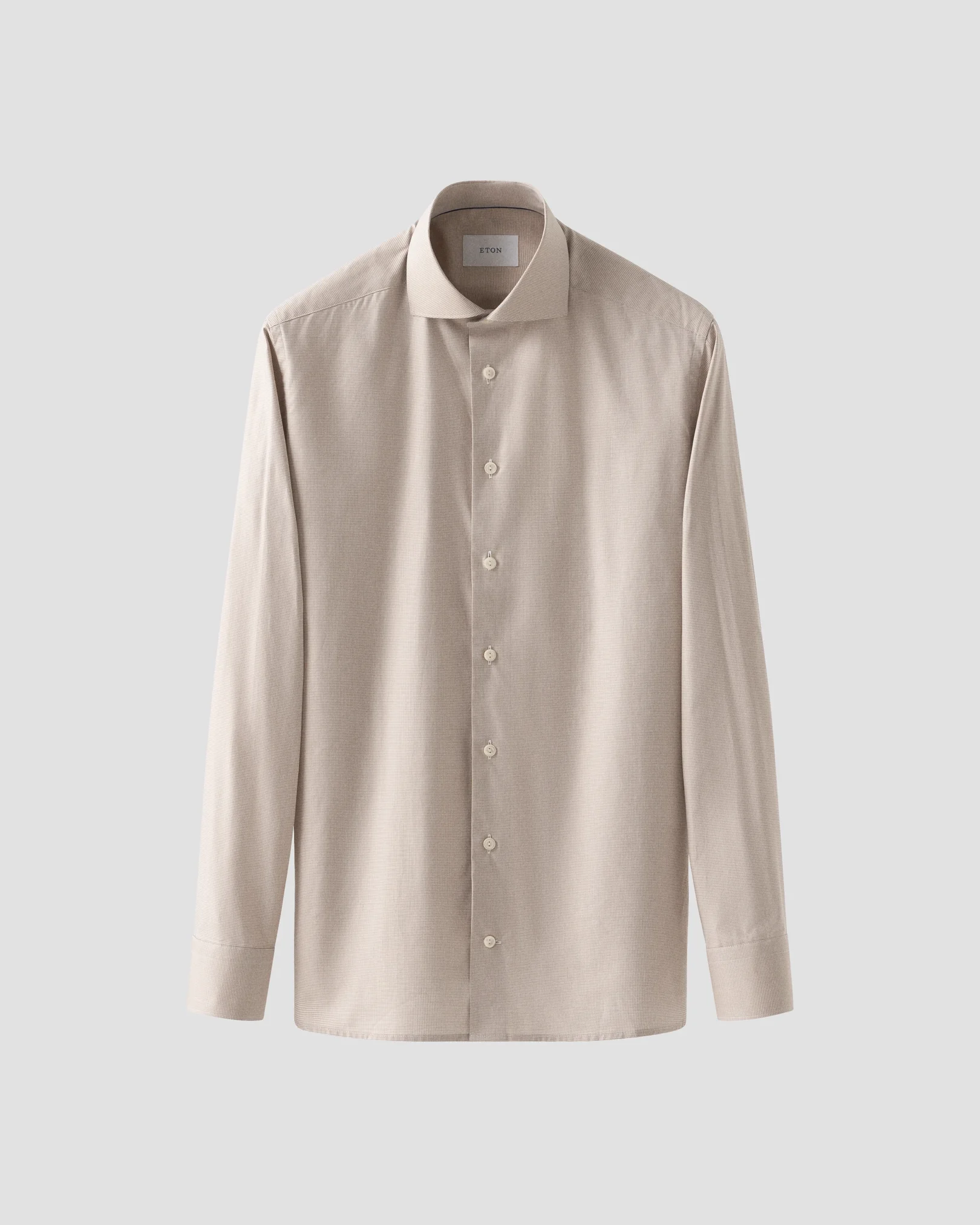 Eton - beige micro check twill shirt 256