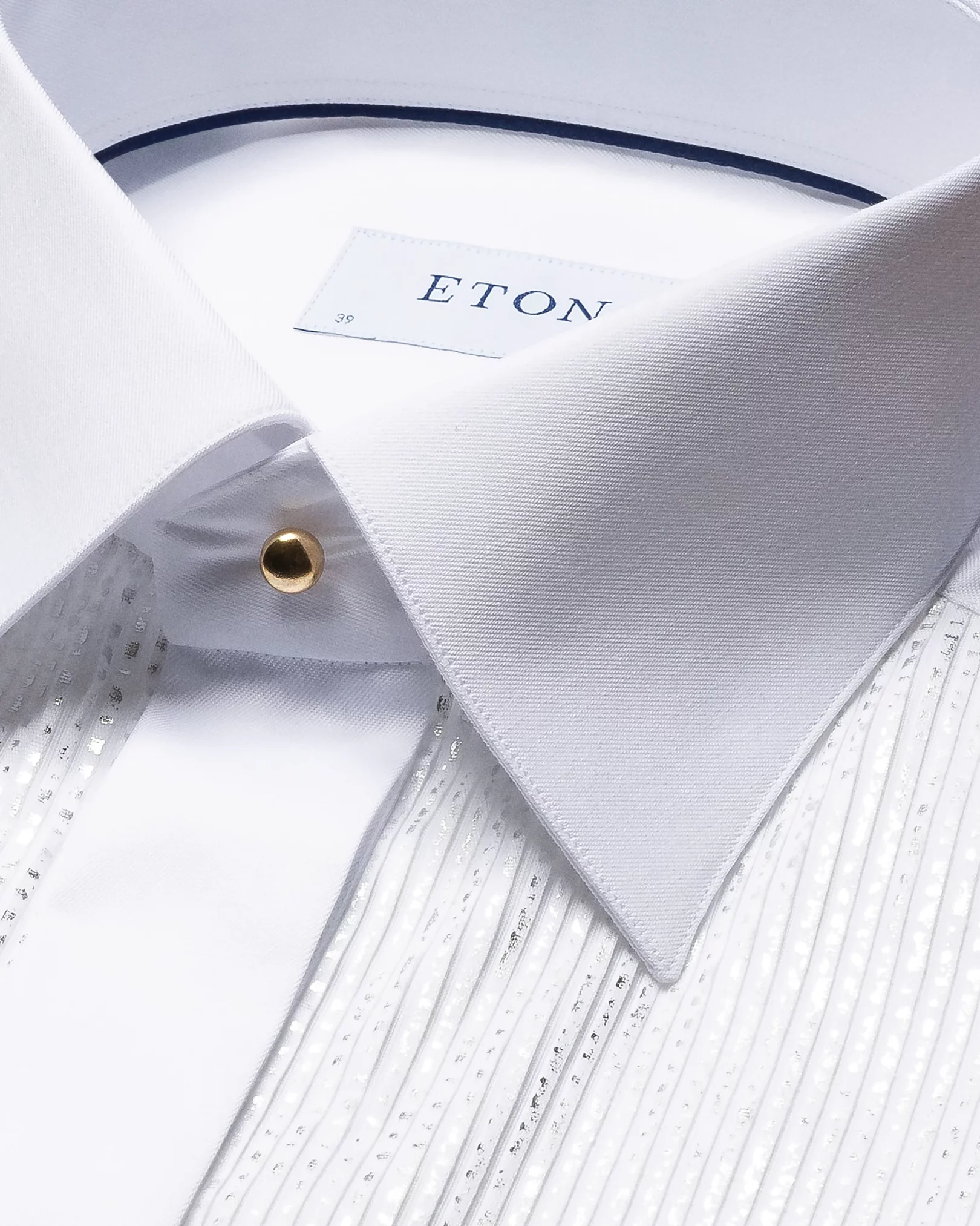 White Plissé Tuxedo Shirt - Eton