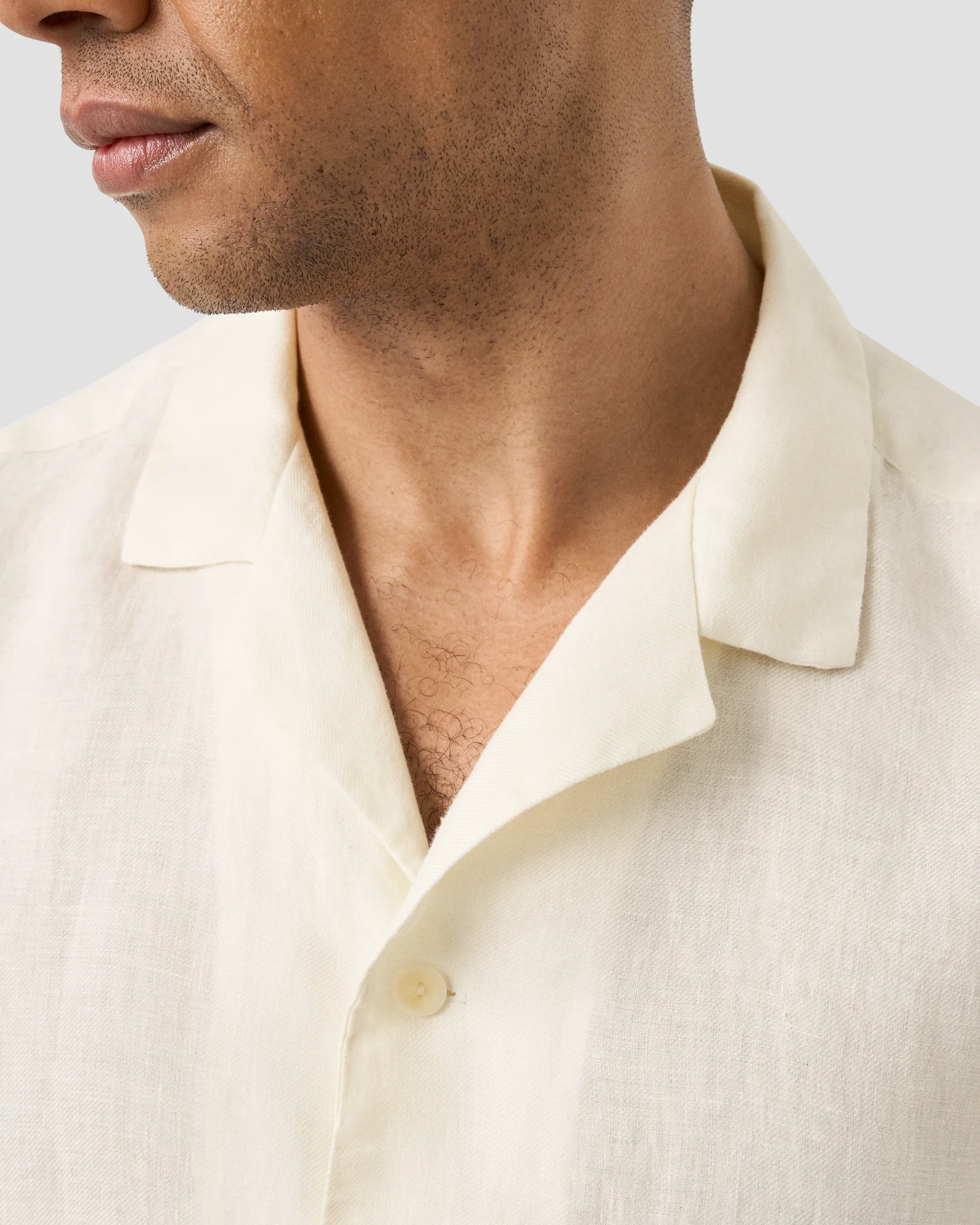 Eton - white solid linen twill resort shirt