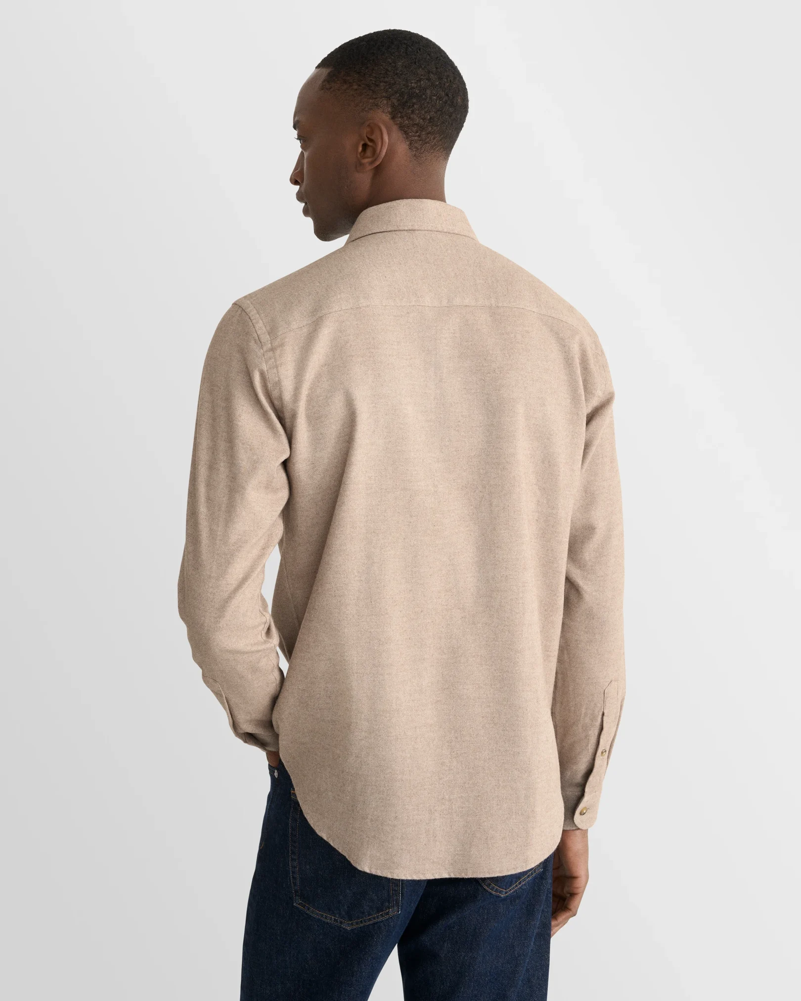 Eton - beige solid flannel shirt
