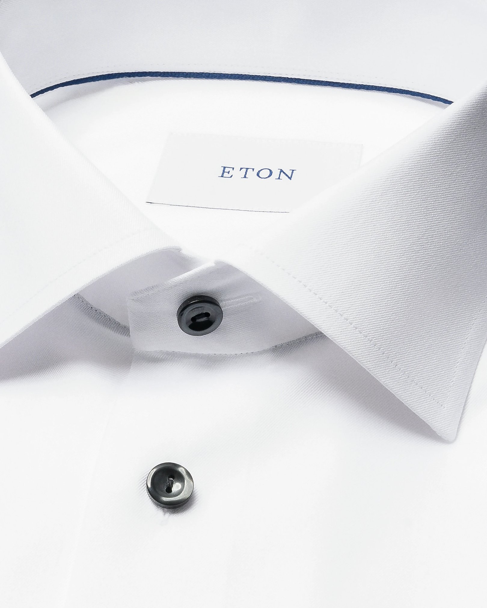 Eton - white solid black buttons signature twill shirt