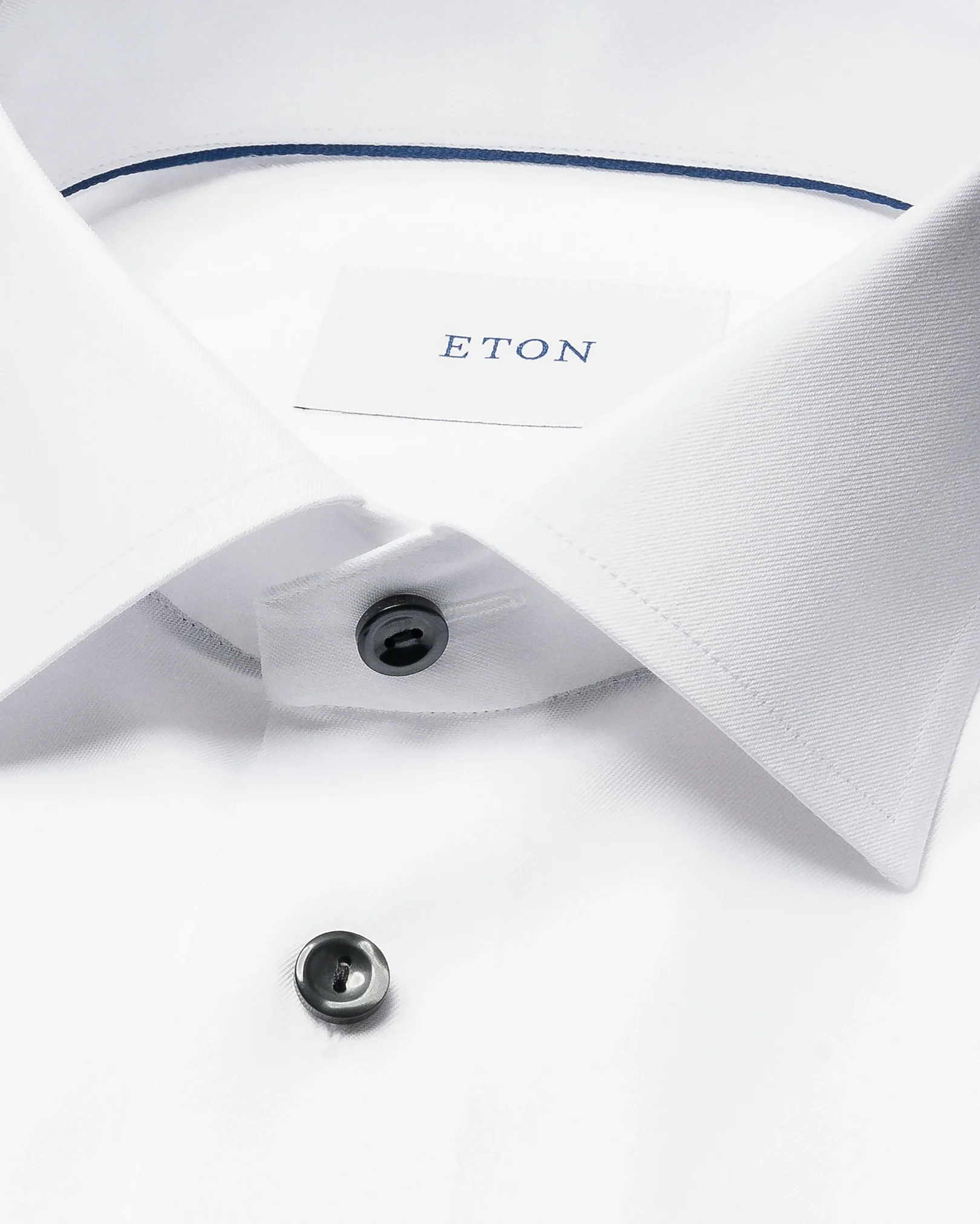 Eton - white solid black buttons signature twill shirt