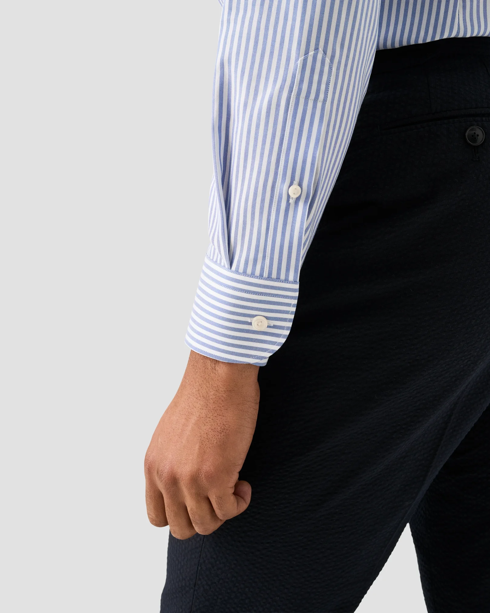 Eton - mid blue striped signature oxford shirt