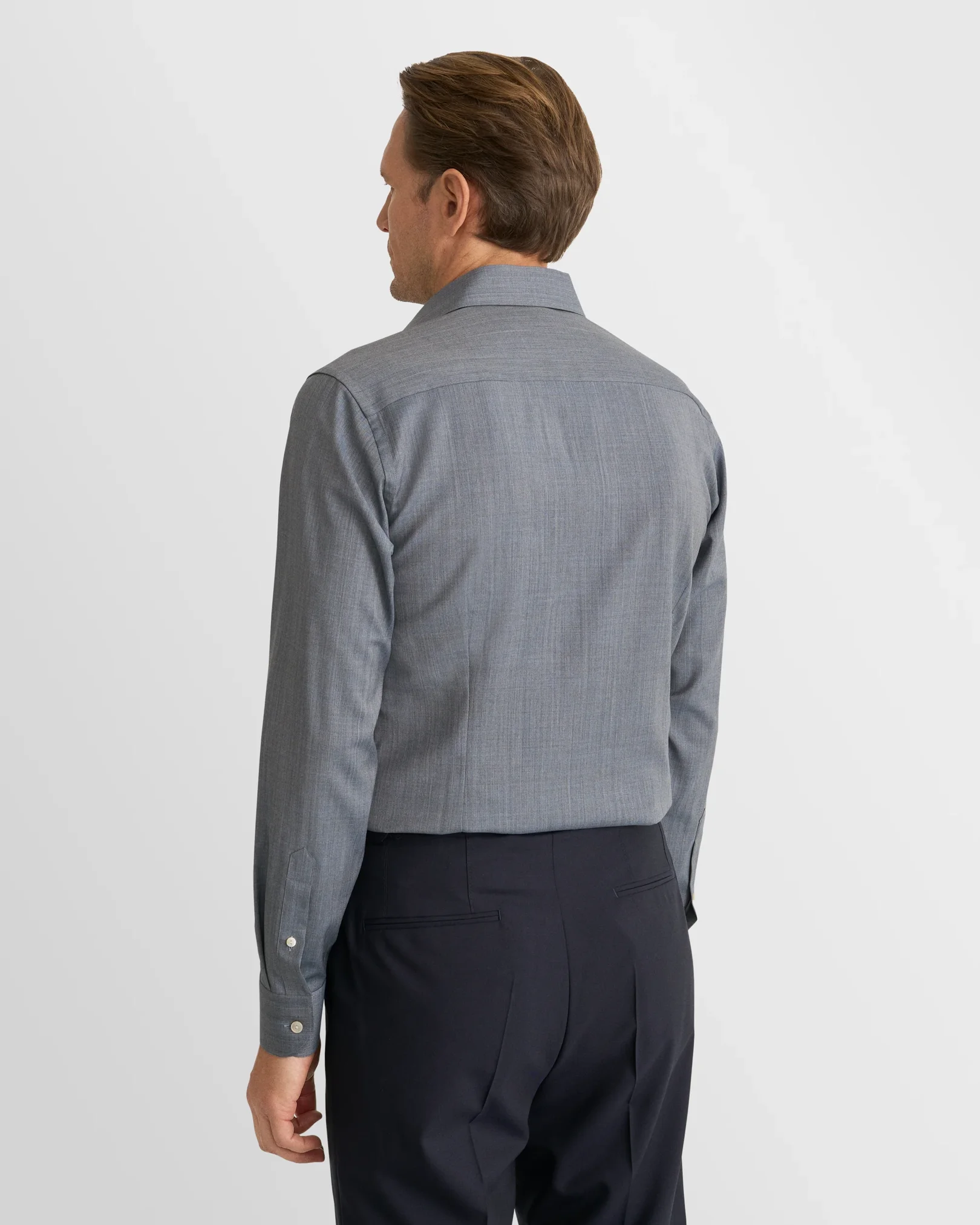 Eton - dark blue solid merino shirt