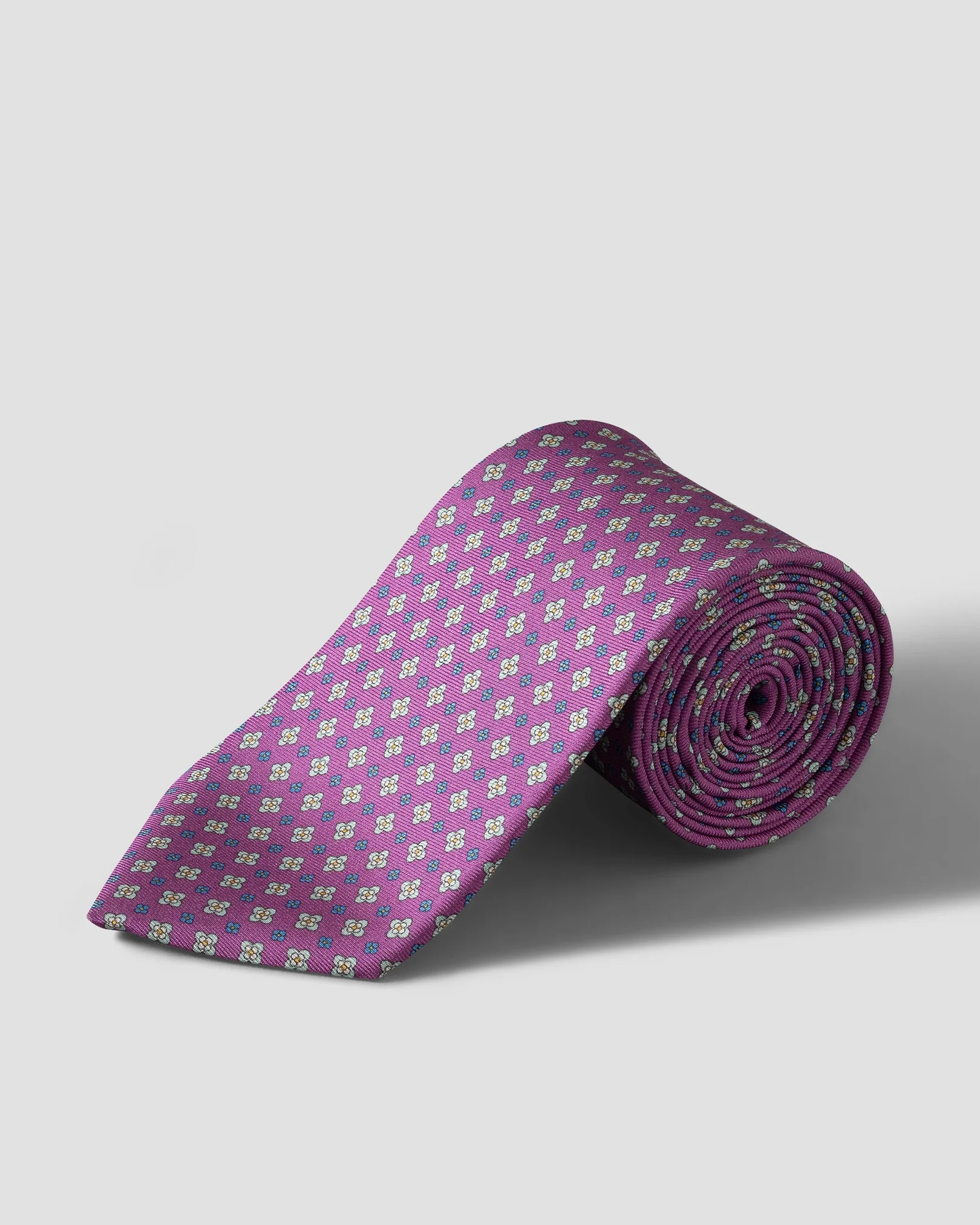 Eton - mid purple floral print silk tie