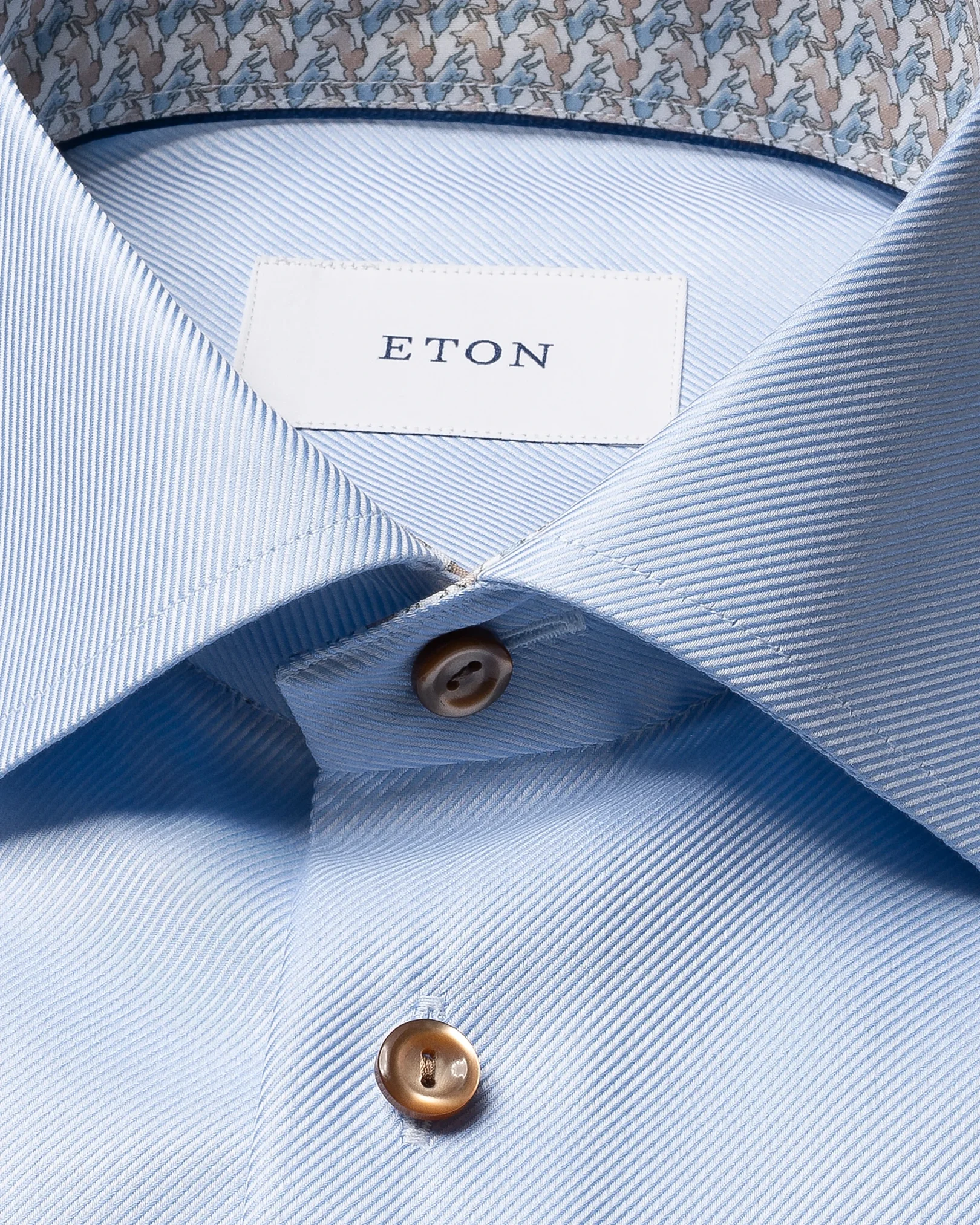 Eton - geometric effect textured twill shirt cut away