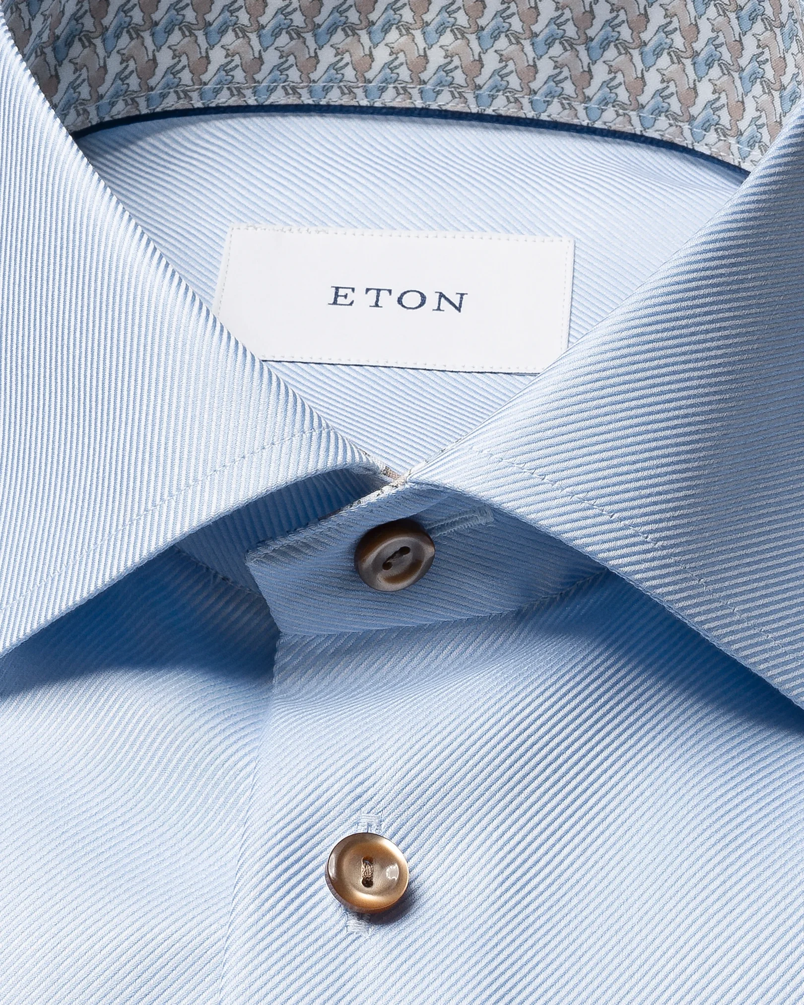 Eton - geometric effect textured twill shirt cut away